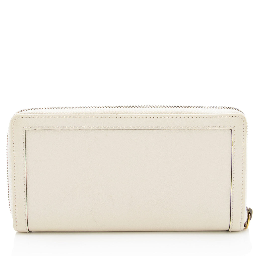 Gucci Grained Calfskin Bamboo Diana Zip Around Wallet