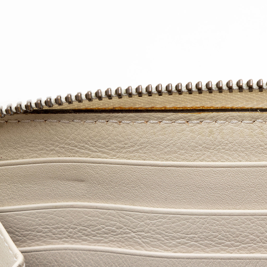 Gucci Grained Calfskin Bamboo Diana Zip Around Wallet