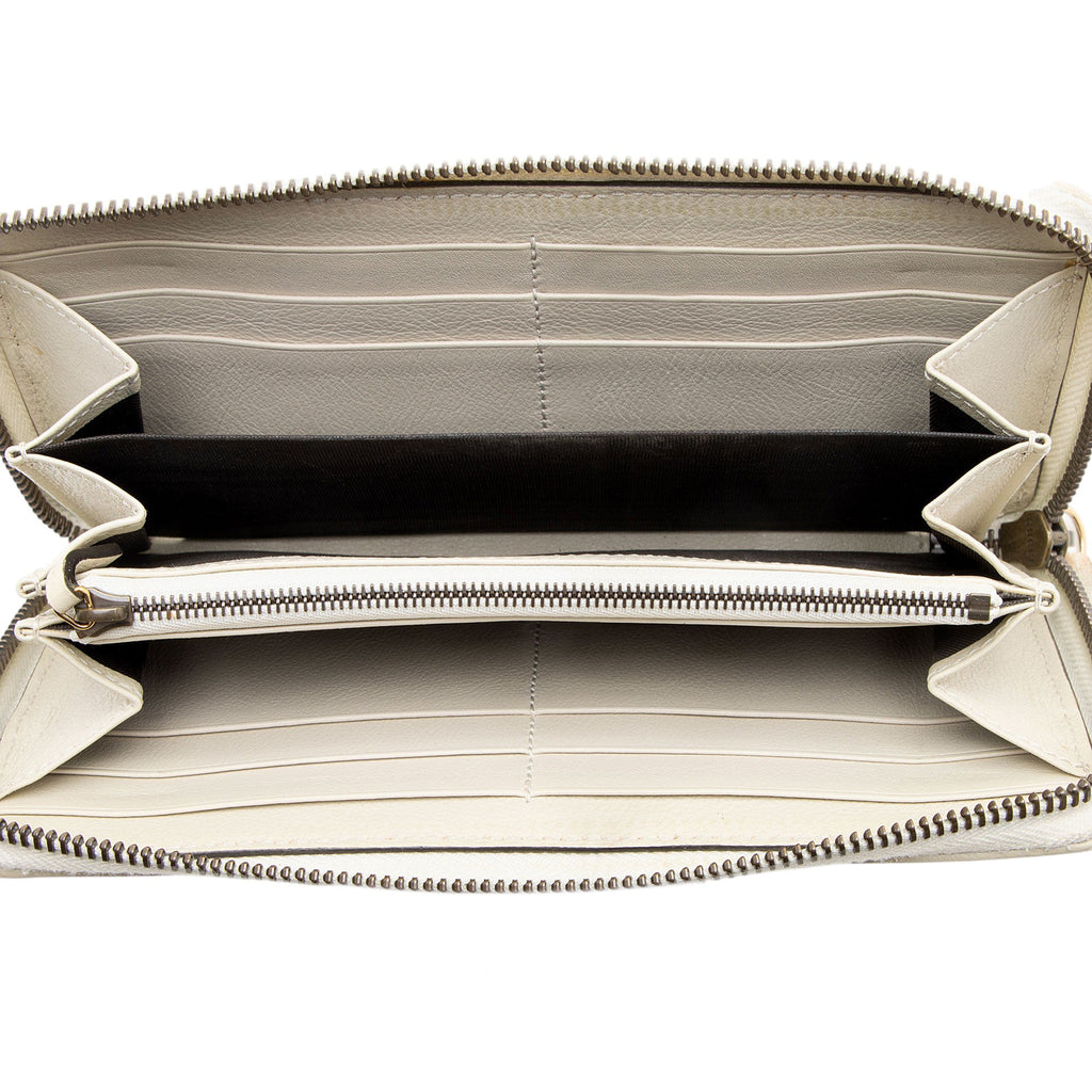 Gucci Grained Calfskin Bamboo Diana Zip Around Wallet