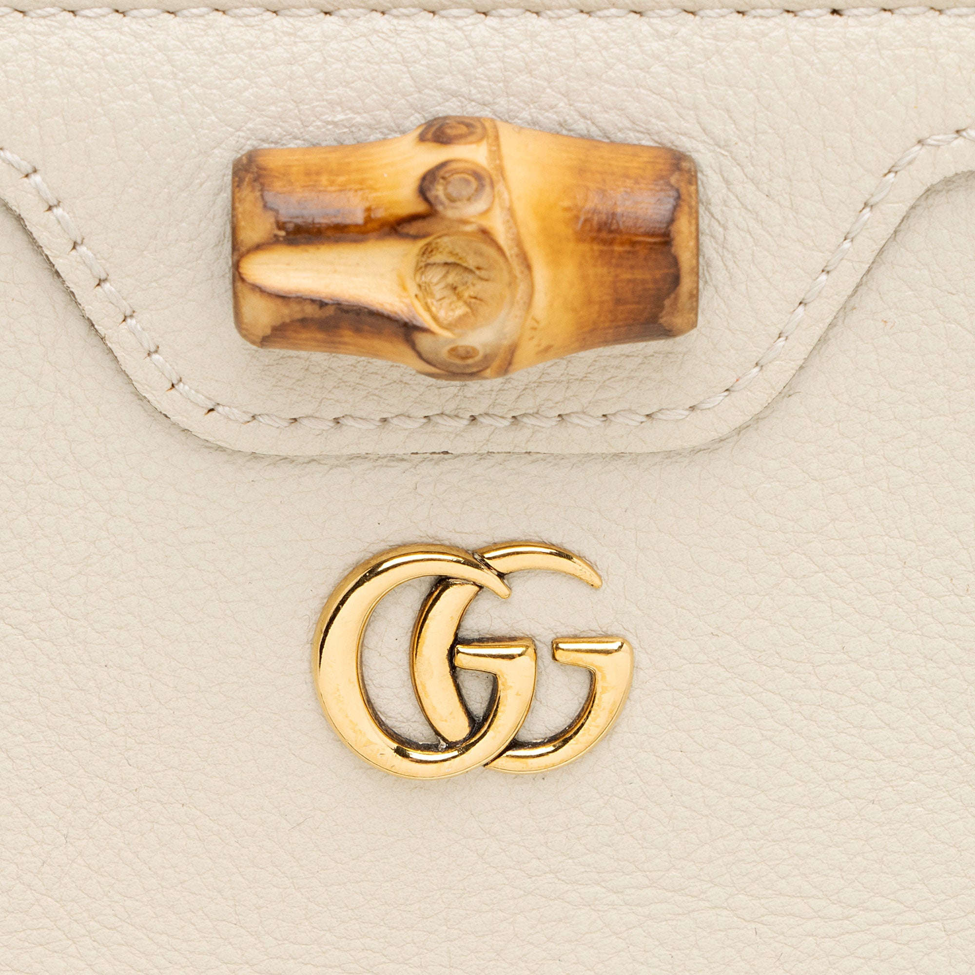 Gucci Grained Calfskin Bamboo Diana Zip Around Wallet