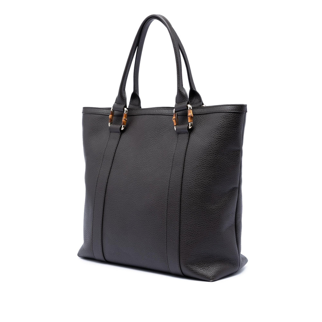Gucci Grained Calfskin Bamboo Shopper Tote