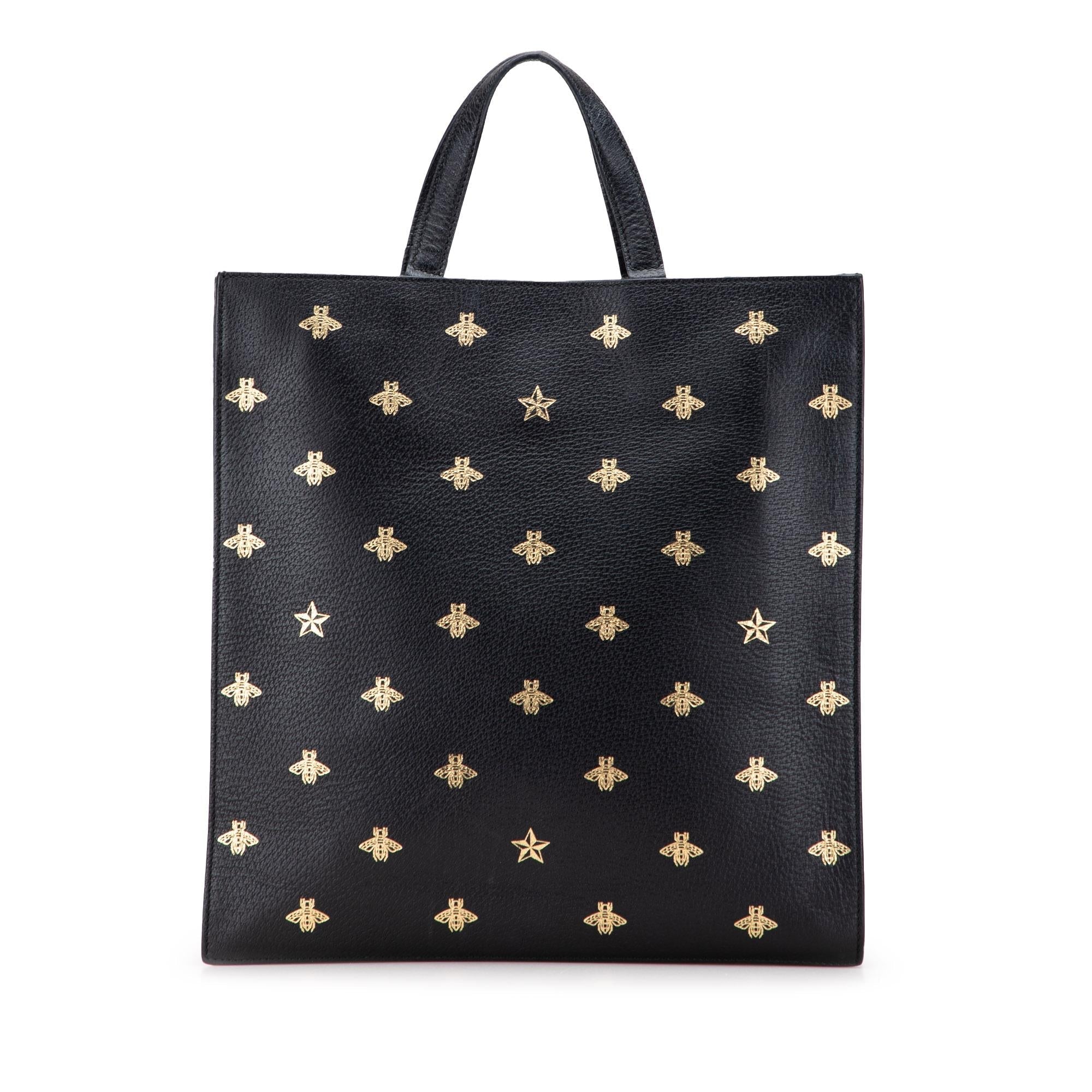 Gucci Grained Calfskin Bee Star Vertical Tote