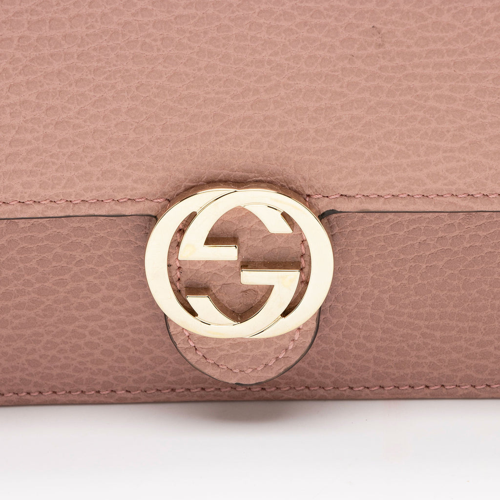 Gucci Grained Calfskin Interlocking G Chain Wallet