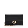 Gucci Grained Calfskin Interlocking G Chain Wallet