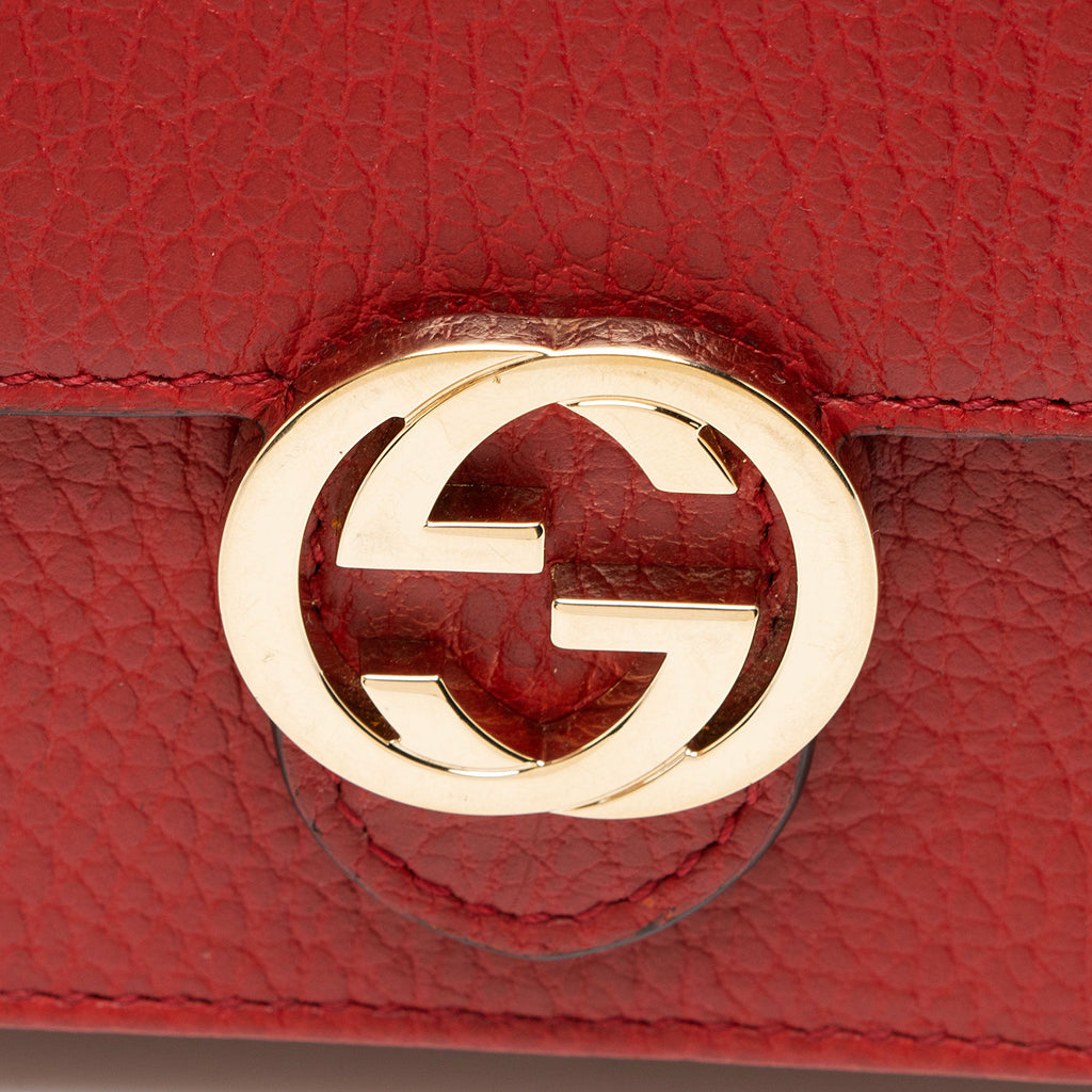 Gucci Grained Calfskin Interlocking G Chain Wallet