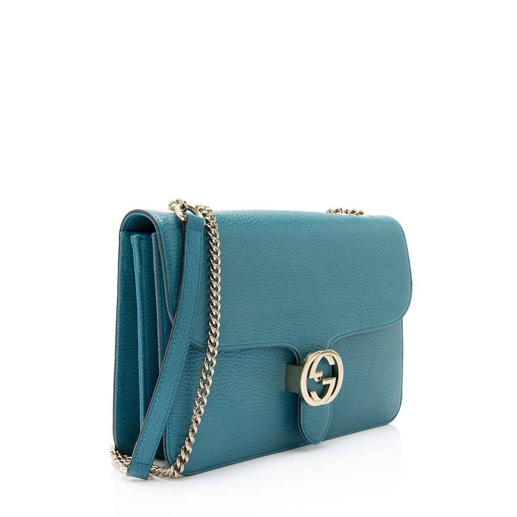 Gucci Grained Calfskin Interlocking G Medium Shoulder Bag