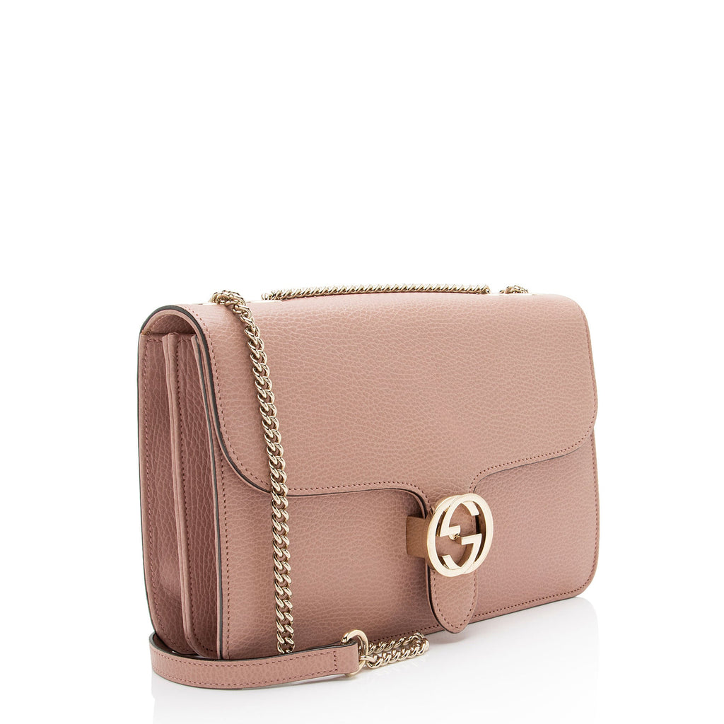 Gucci Grained Calfskin Interlocking G Medium Shoulder Bag