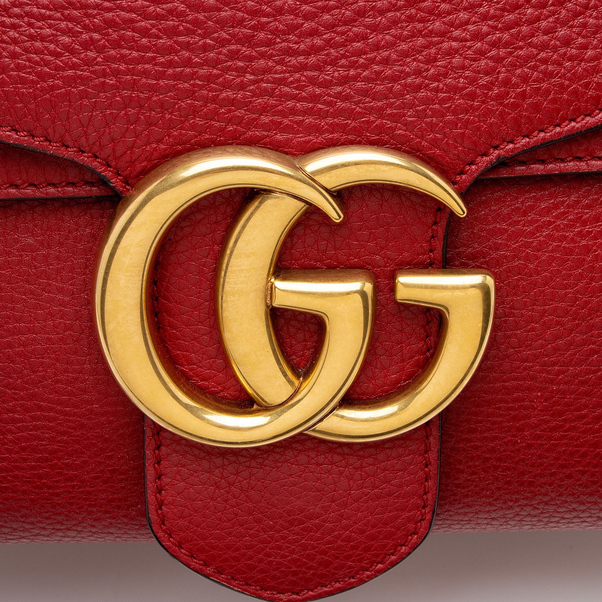 Gucci Grained Leather GG Marmont Large Flap Shoulder Bag