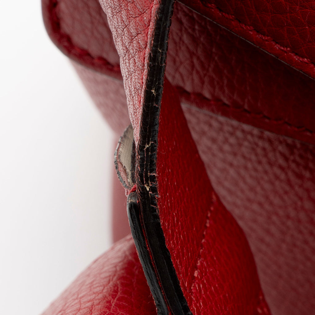 Gucci Grained Leather GG Marmont Large Flap Shoulder Bag