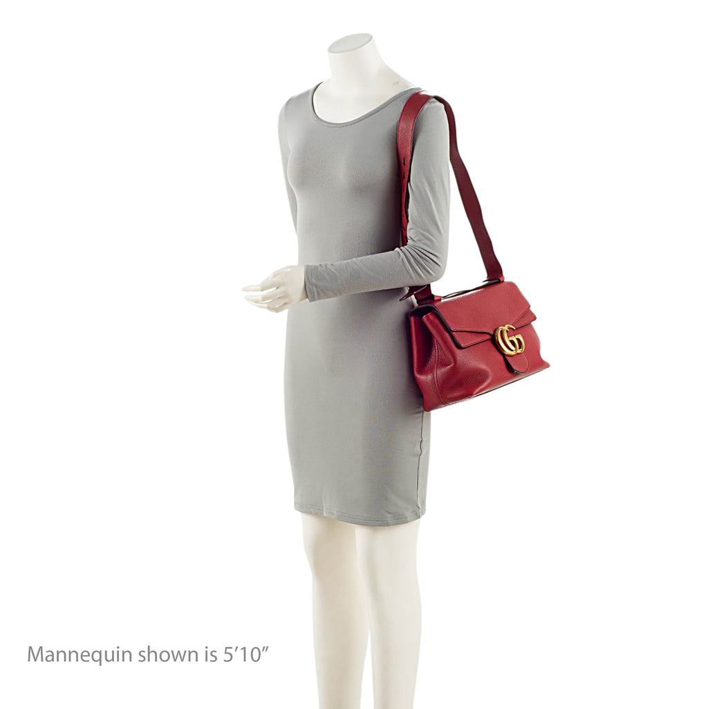 Gucci Grained Leather GG Marmont Large Flap Shoulder Bag