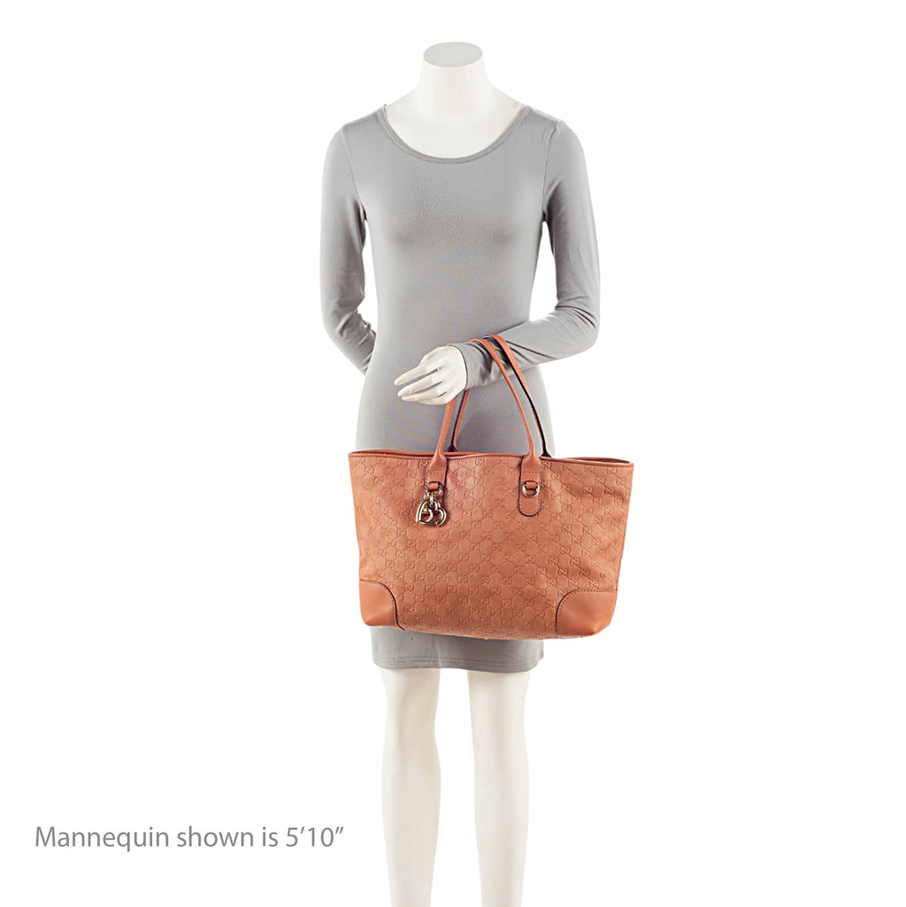 Gucci Guccissima Leather Heart Bit Charm Medium Tote