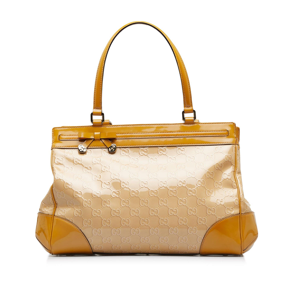 Gucci Guccissima Patent Leather Mayfair Handbag (SHG-JsaISF)