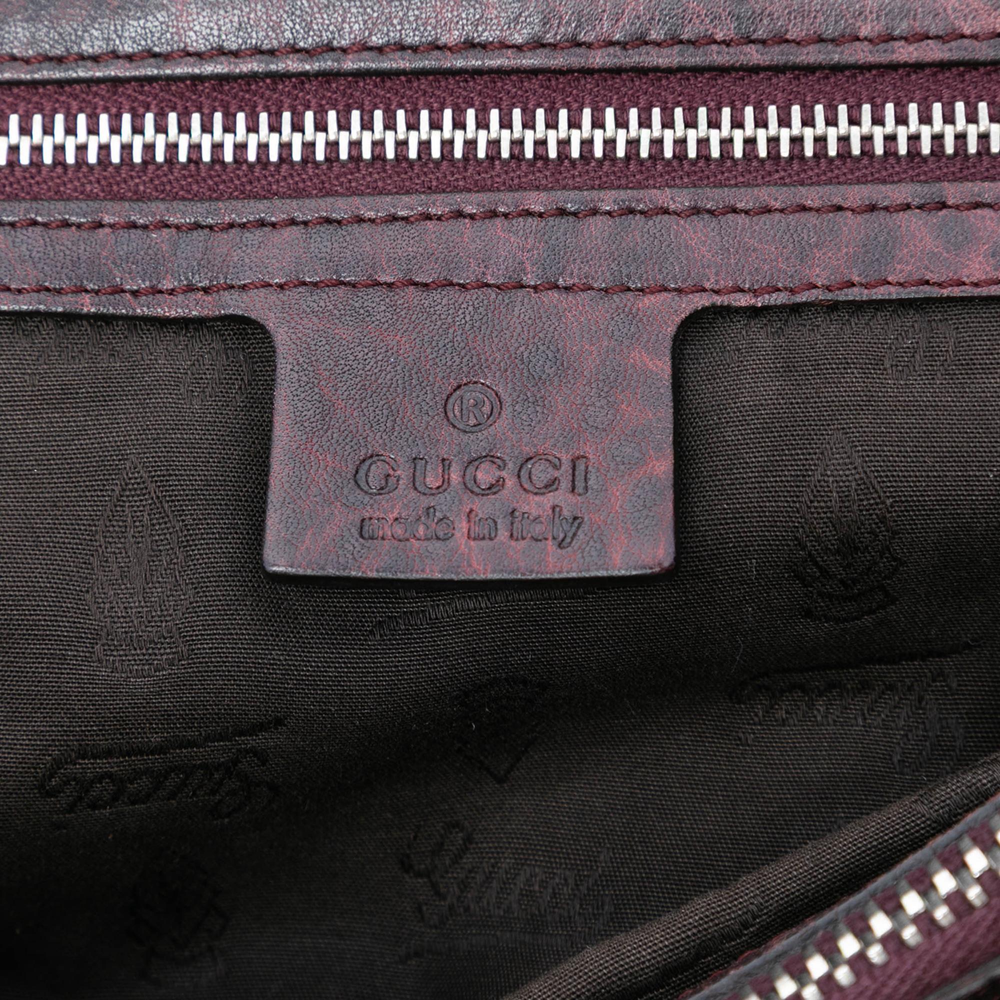 Gucci Guccissima Trimmed Leather Bamboo Libeccio Tote