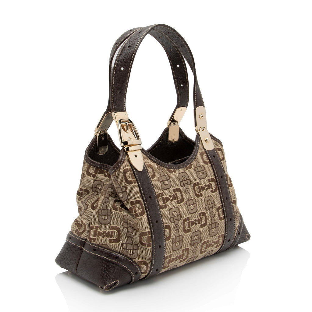 Gucci Horsebit Canvas Shoulder Bag (SHF-t8v4XG)