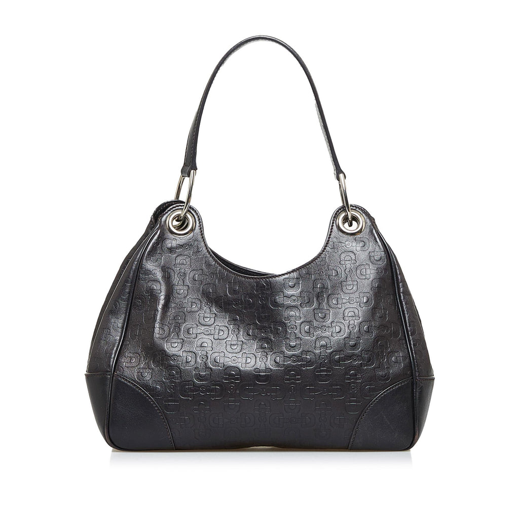 Gucci Horsebit Embossed Leather Shoulder Bag (SHG-96c9Qj)