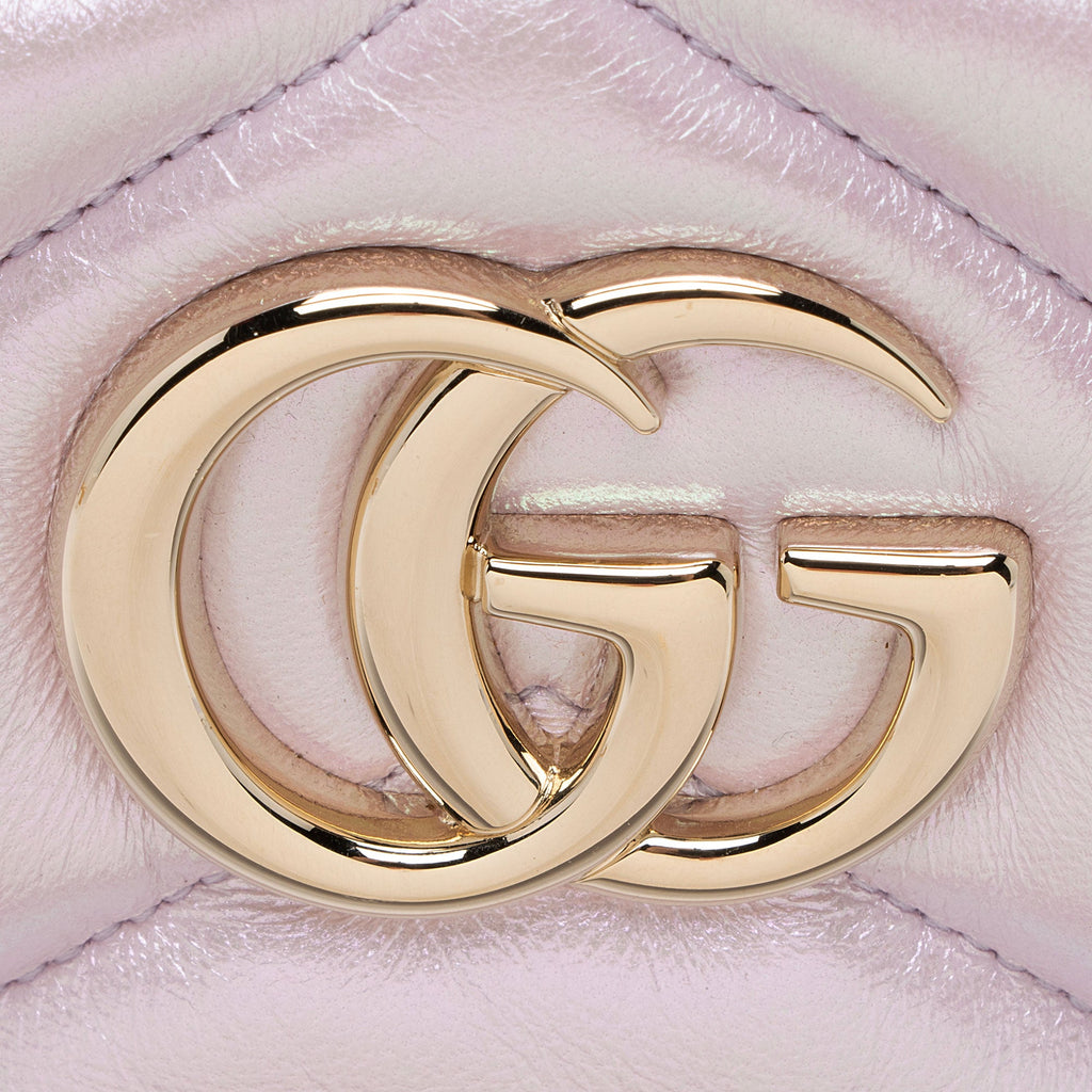Gucci Matelasse Padded Iridescent Leather GG Marmont Small Camera Bag