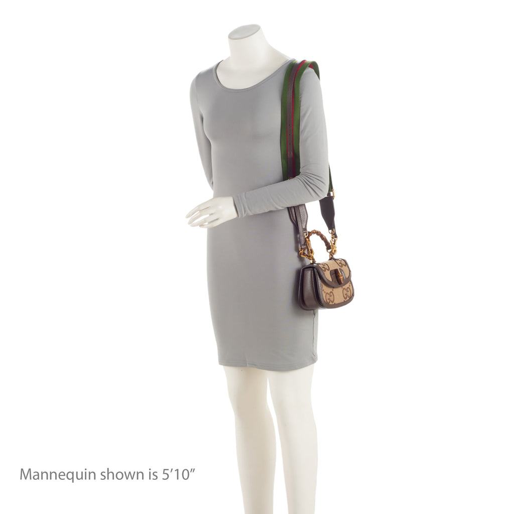 Gucci Jumbo GG Canvas Bamboo 1947 Mini Top Handle Bag (SHF-GbaD9h)