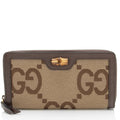 Gucci Jumbo GG Canvas Bamboo Diana Zip Around Wallet