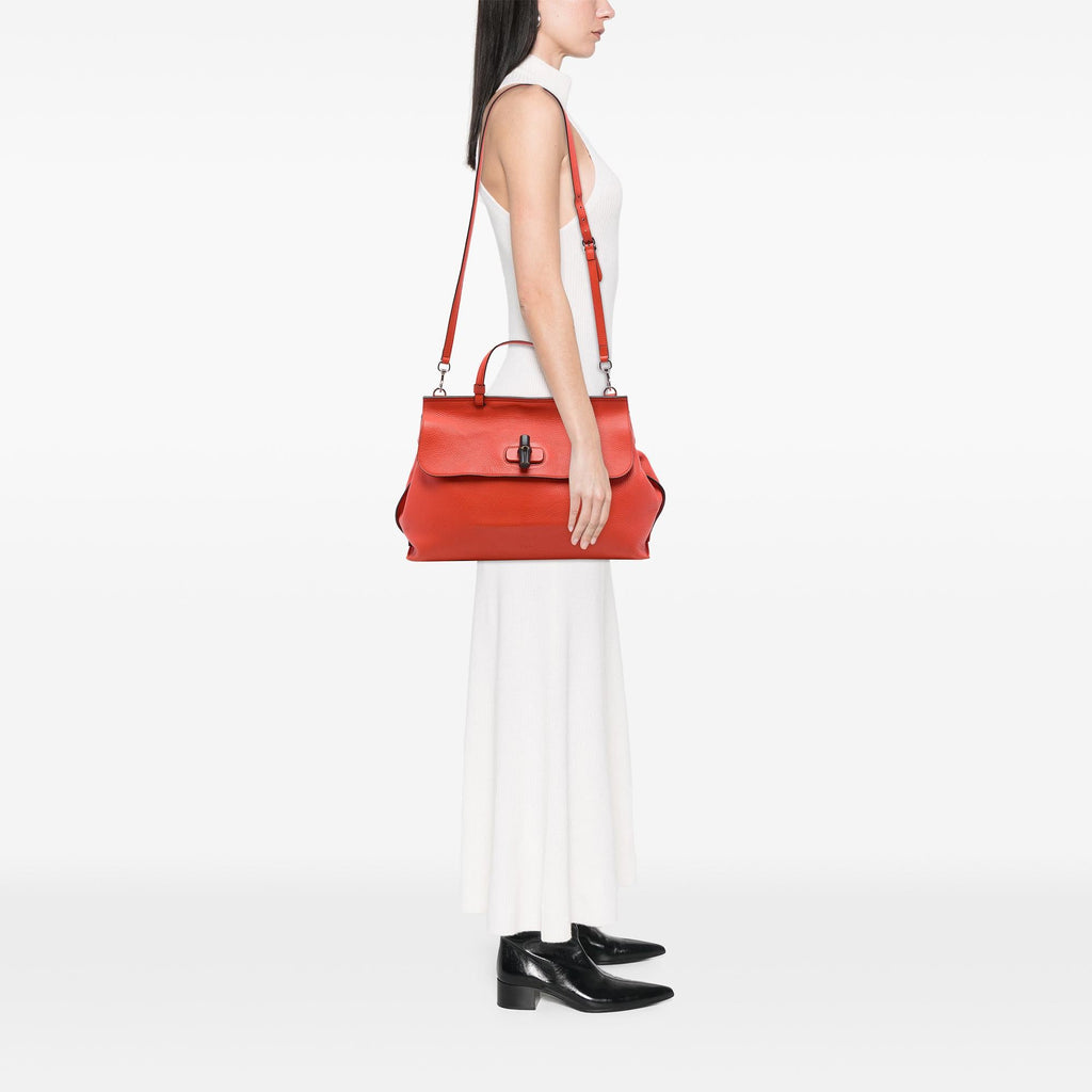 Gucci Large Calfskin Bamboo Daily Satchel