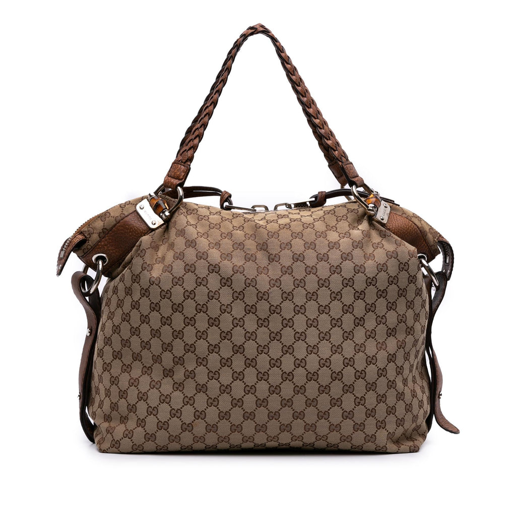 Gucci Large GG Canvas Bamboo Bar Tote