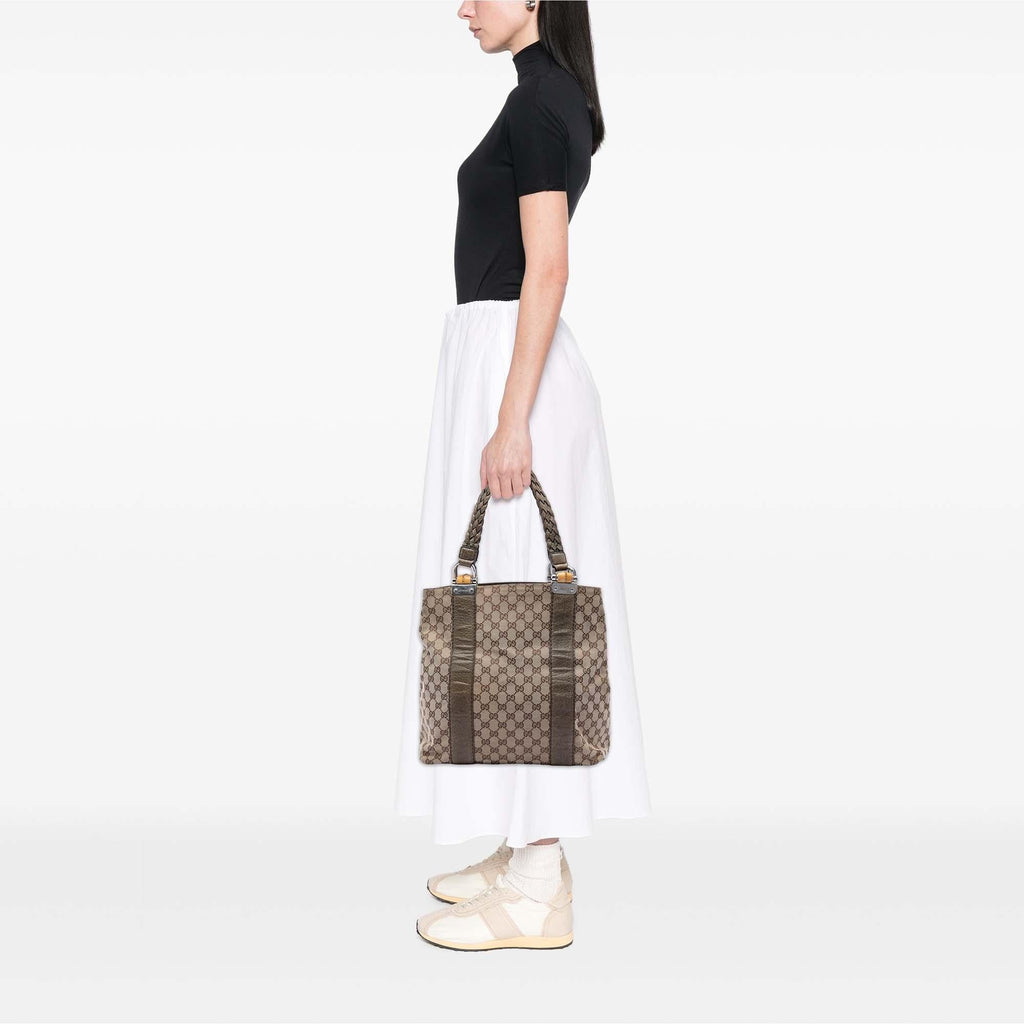 Gucci Large GG Canvas Bamboo Libeccio Tote