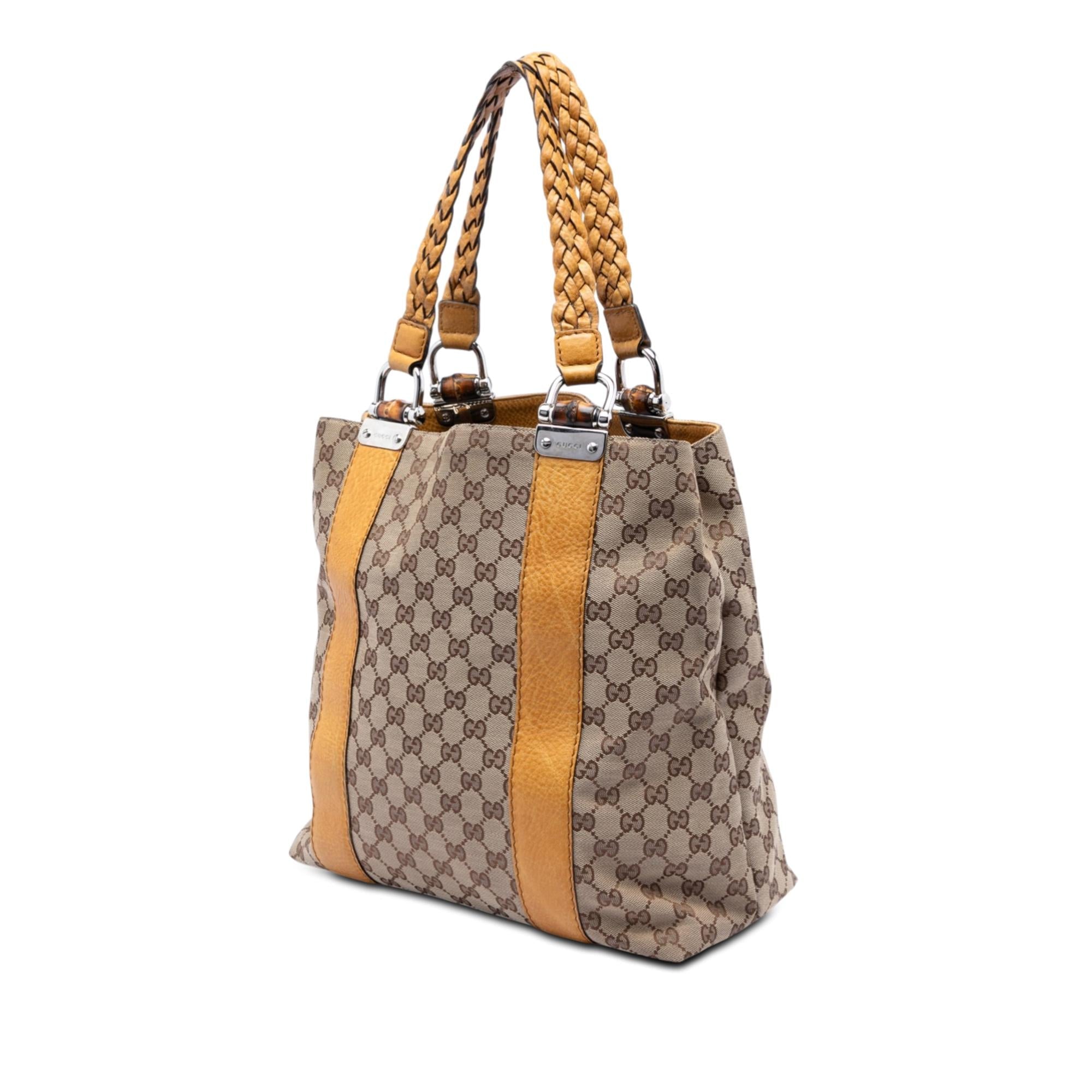 Gucci Large GG Canvas Bamboo Libeccio Tote