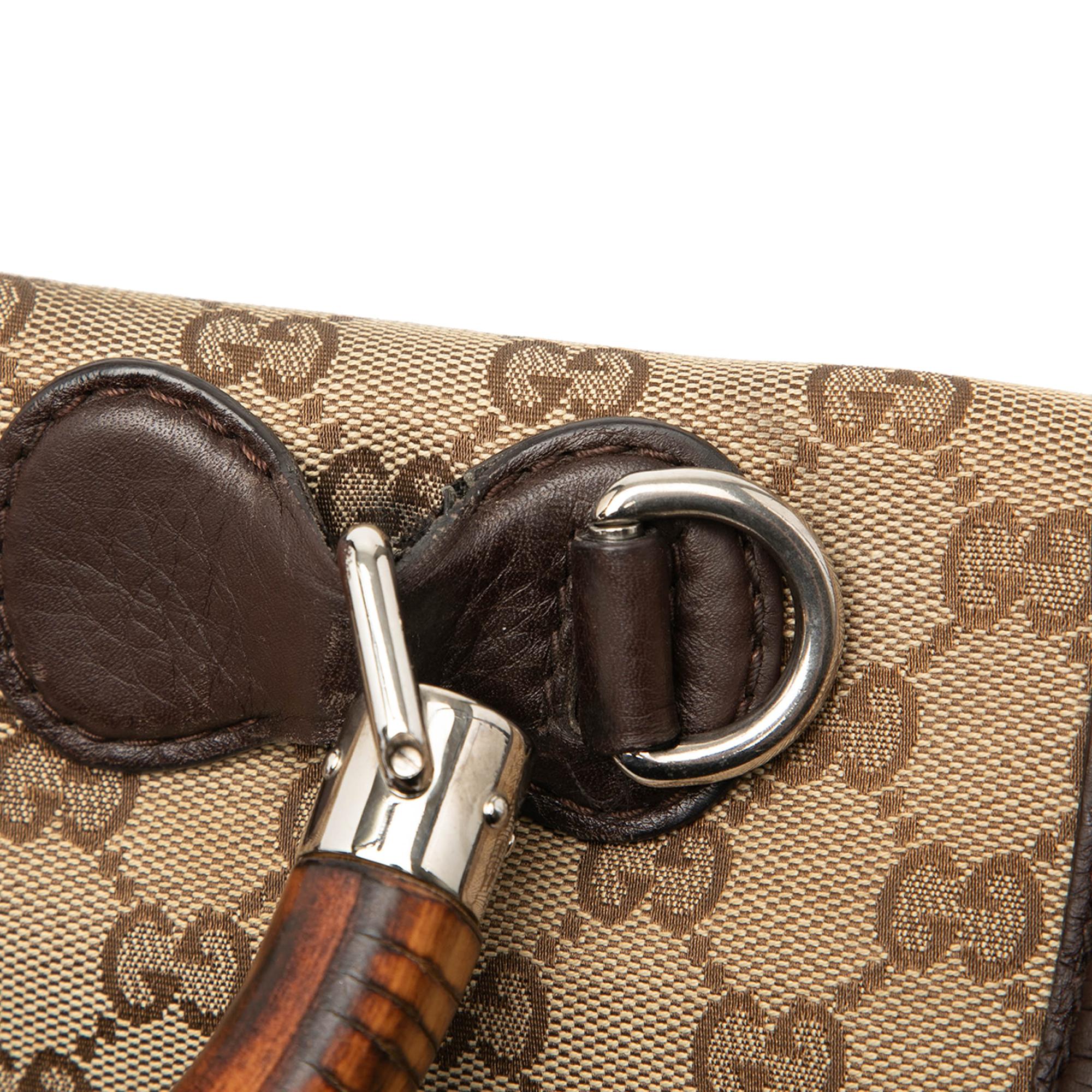 Gucci Large GG Canvas New Bamboo Top Handle Bag
