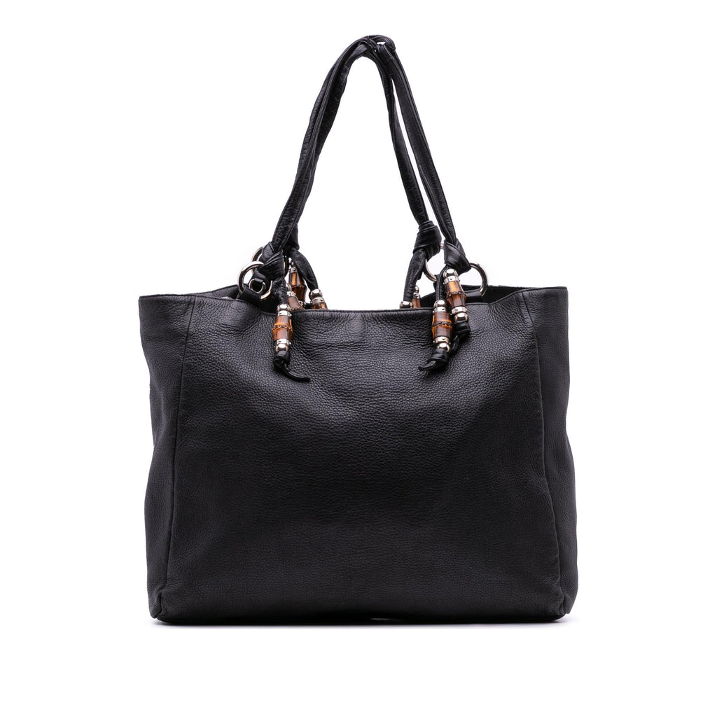 Gucci Large Pebbled Calfskin Bamboo Jungle Convertible Tote
