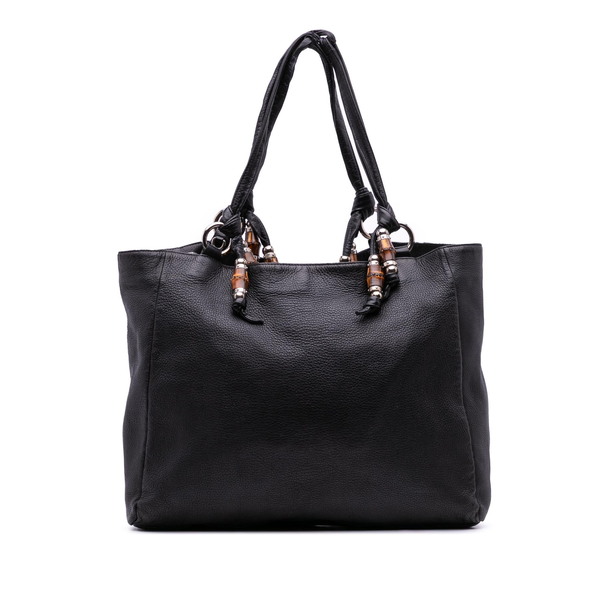 Gucci Large Pebbled Calfskin Bamboo Jungle Convertible Tote