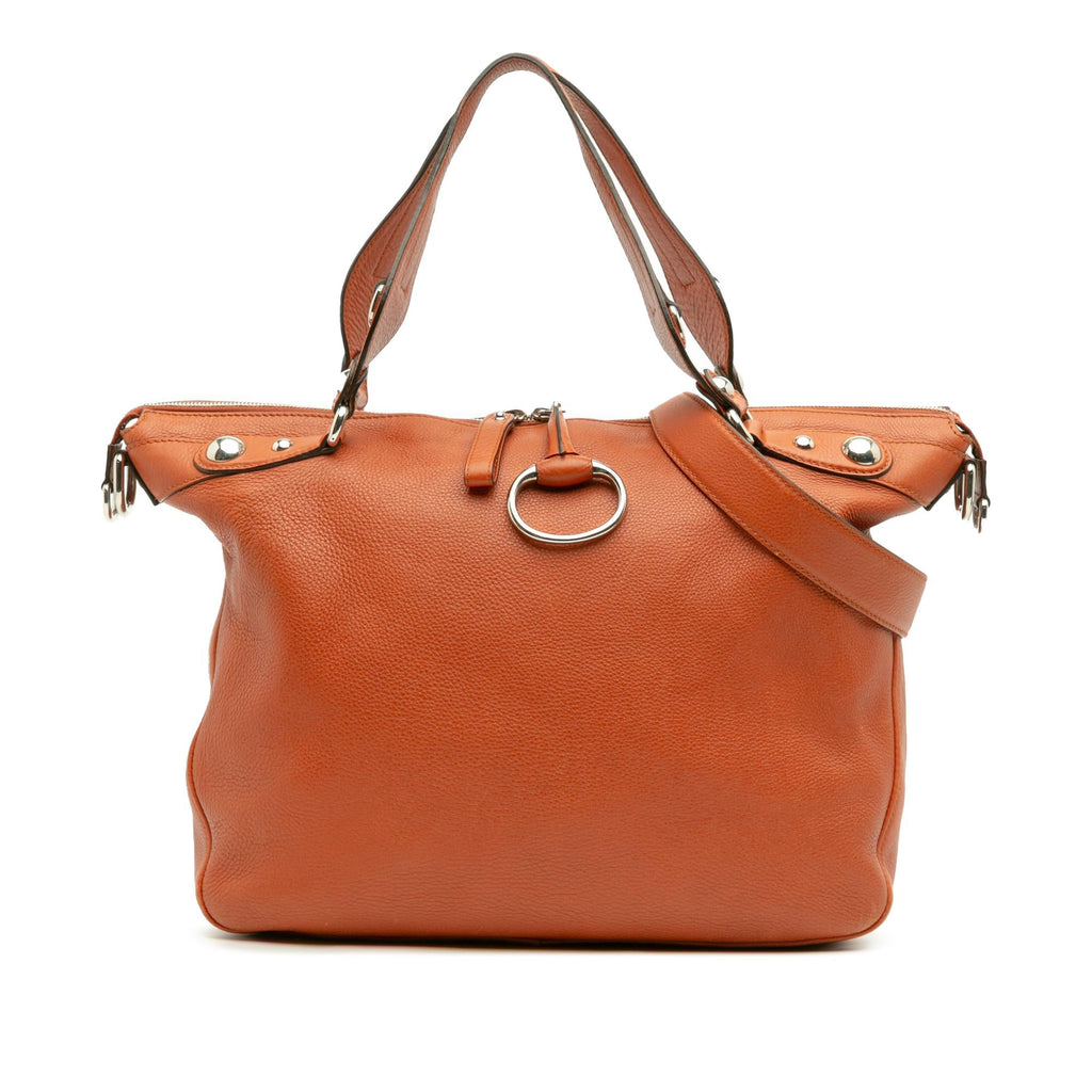 Gucci Large Pebbled Calfskin Icon Bit Satchel