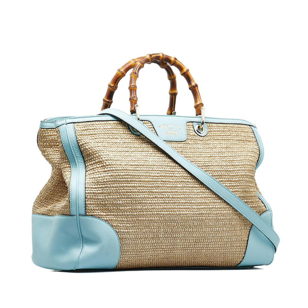 Gucci Large Raffia Bamboo Shopper (SHG-wkXCkH)