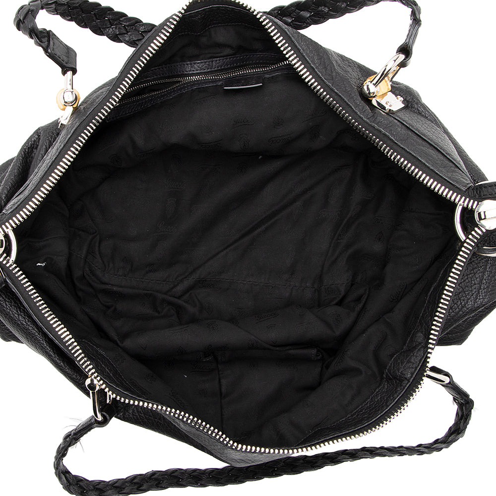 Gucci Leather Bamboo Bar Medium Tote (SHF-17887)