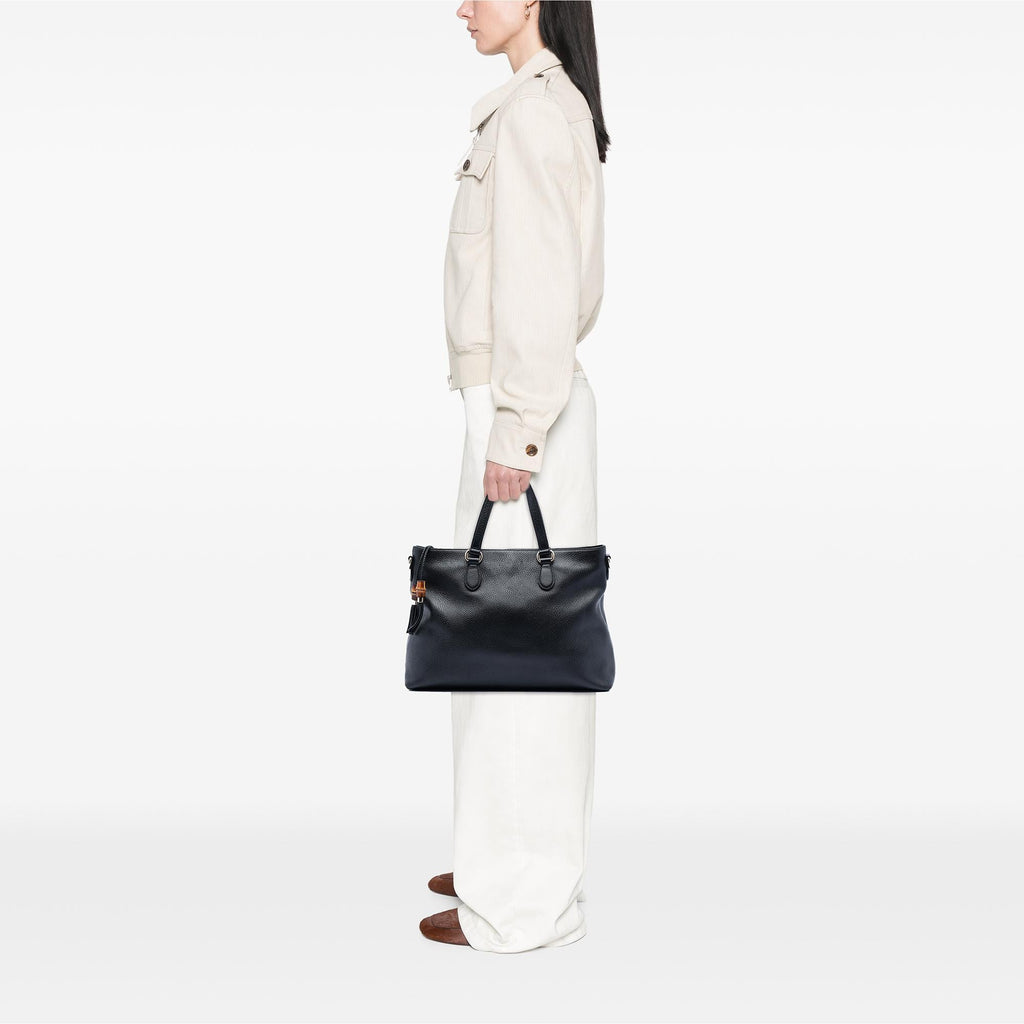 Gucci Leather Bamboo Tassel Satchel