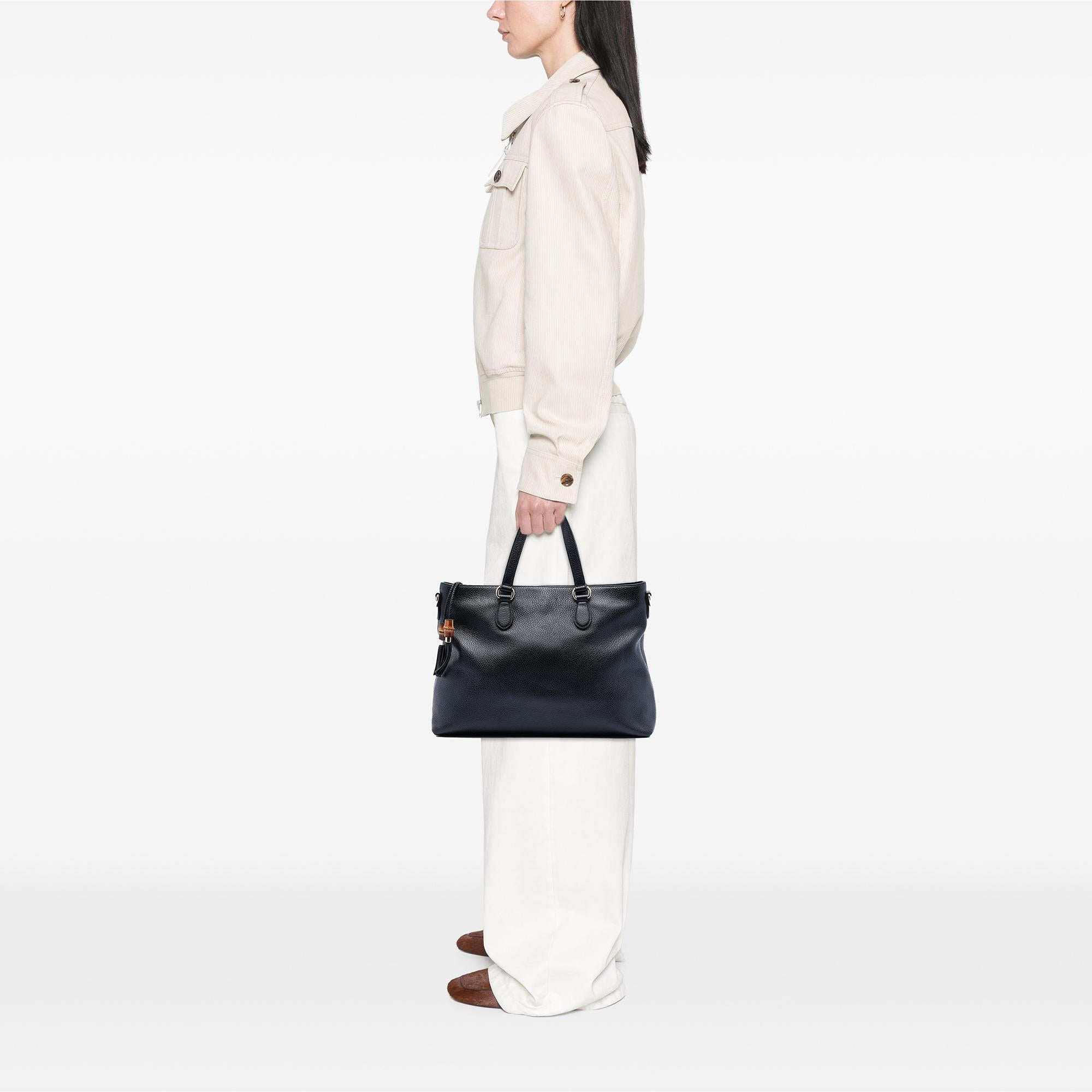 Gucci Leather Bamboo Tassel Satchel