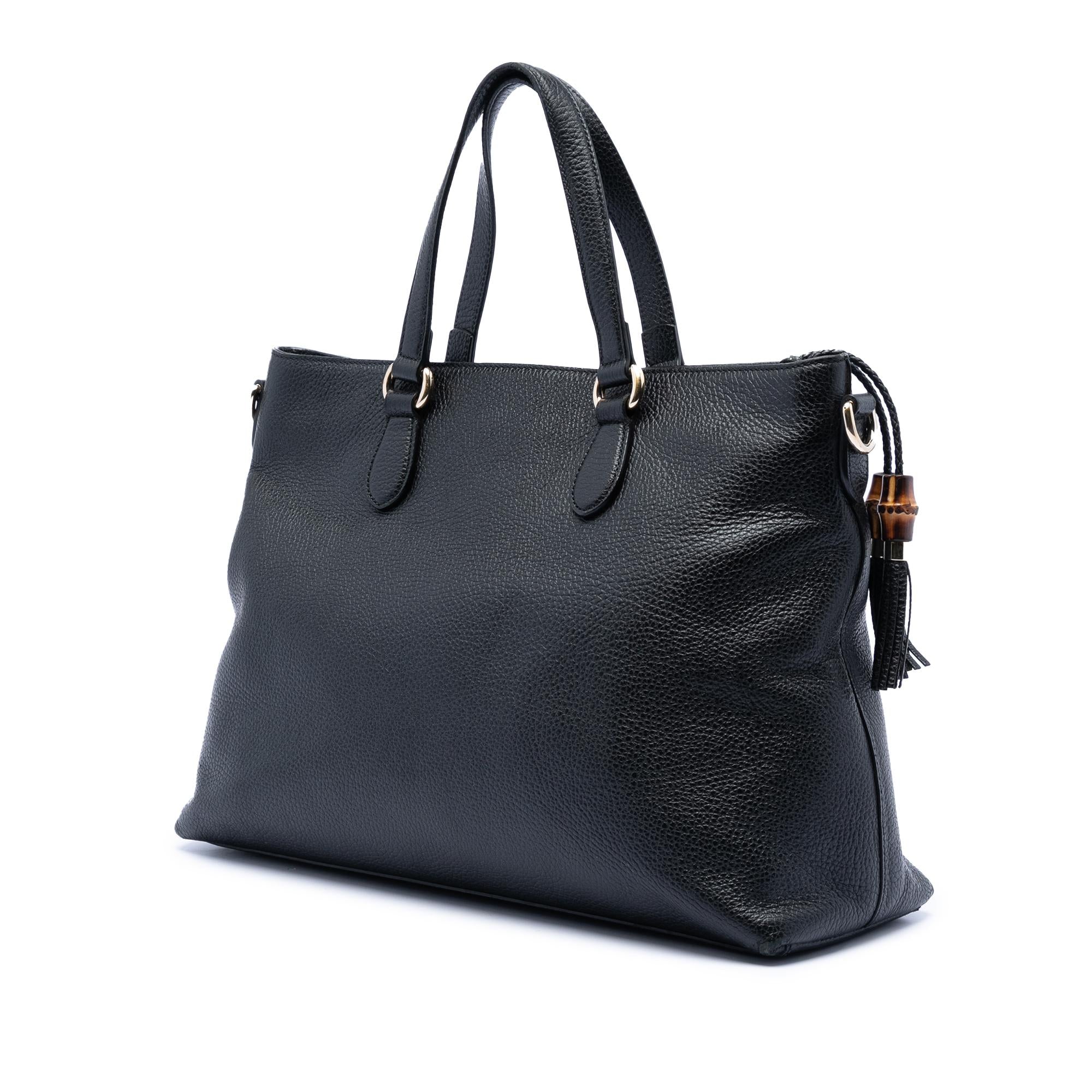Gucci Leather Bamboo Tassel Satchel