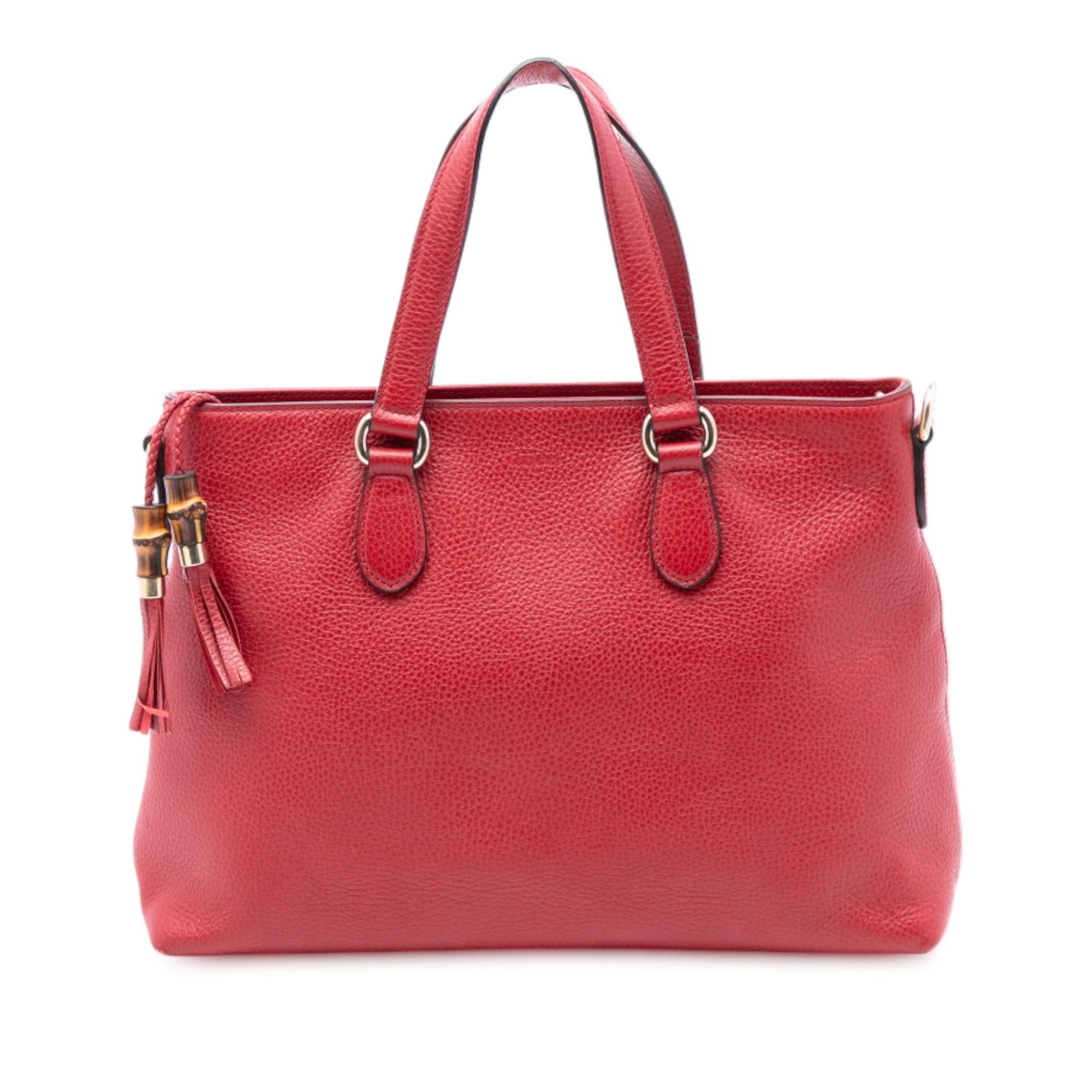 Gucci Leather Bamboo Tassel Satchel