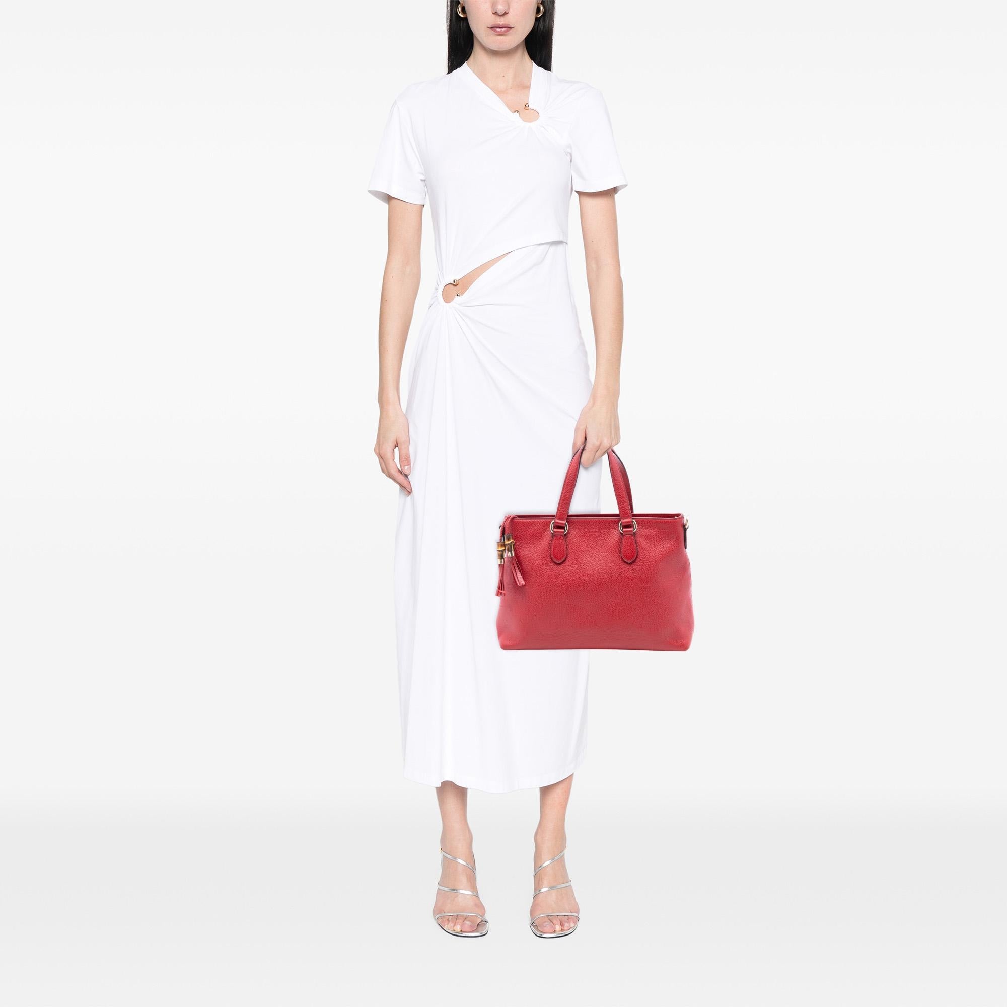 Gucci Leather Bamboo Tassel Satchel