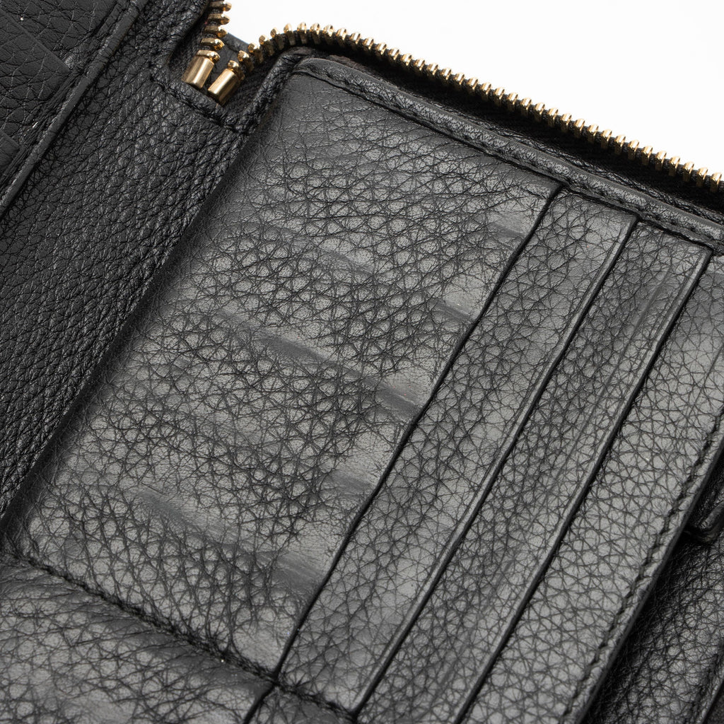 Gucci Leather Bamboo Zip Around Travel Wallet