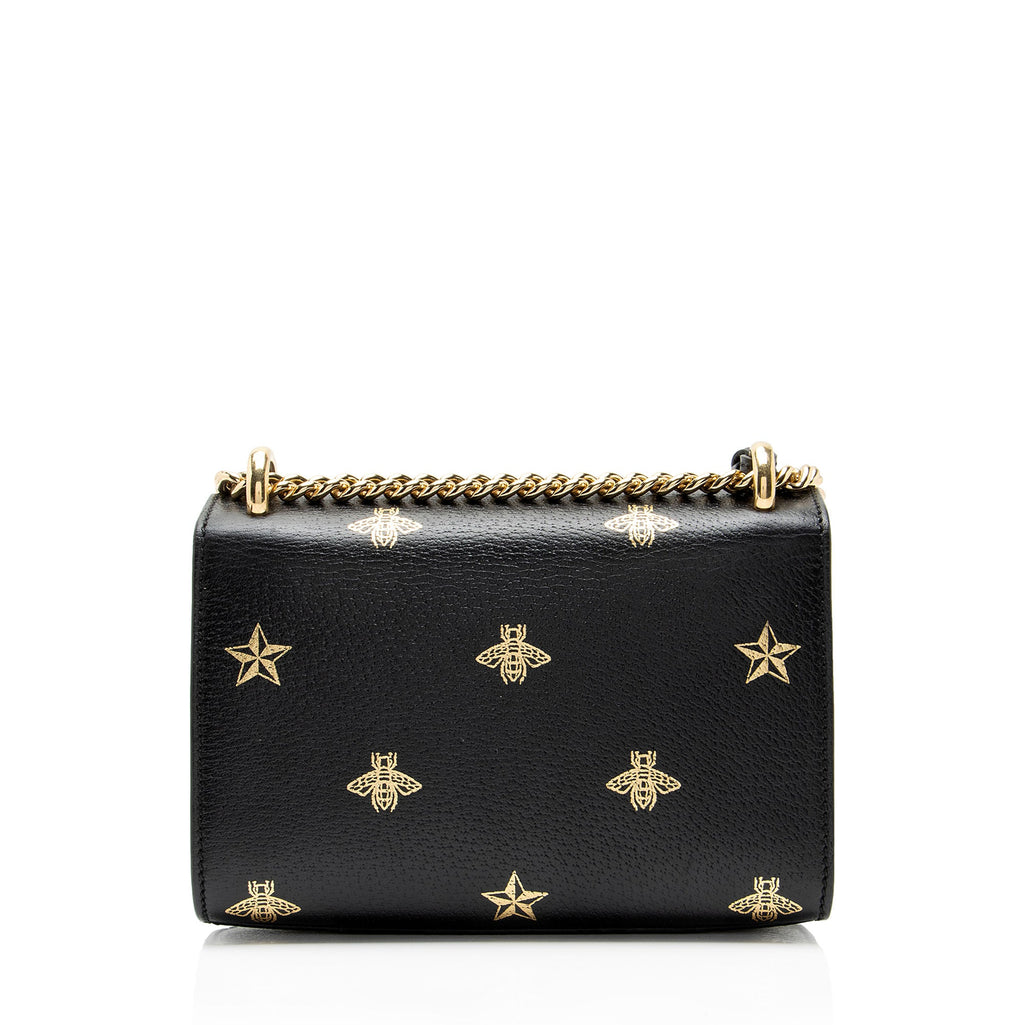 Gucci Leather Bee & Star Padlock Mini Shoulder Bag