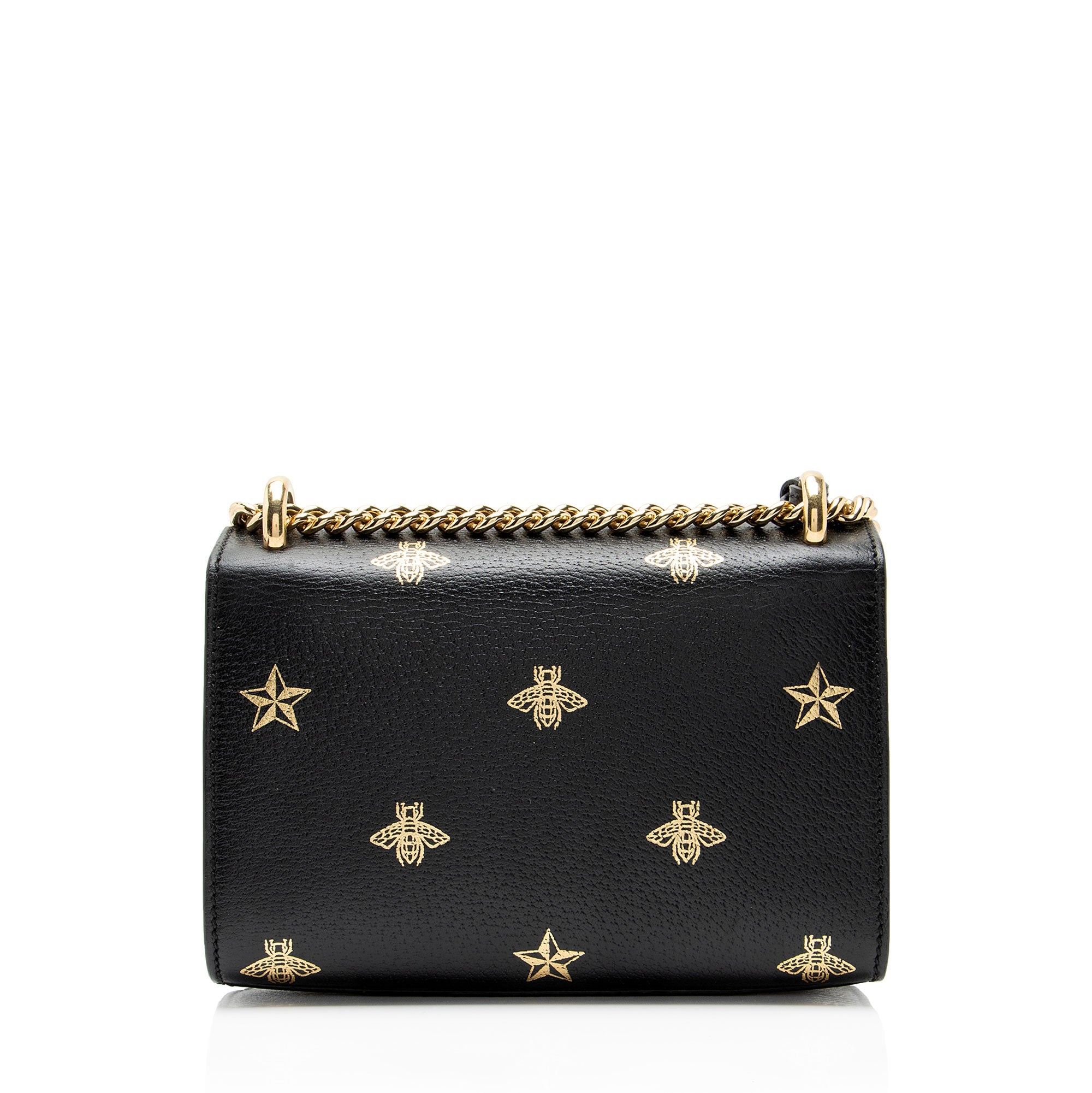 Gucci Leather Bee & Star Padlock Mini Shoulder Bag