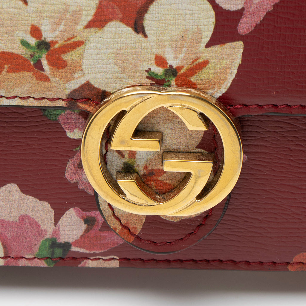 Gucci Leather Blooms Interlocking G Wallet on Chain