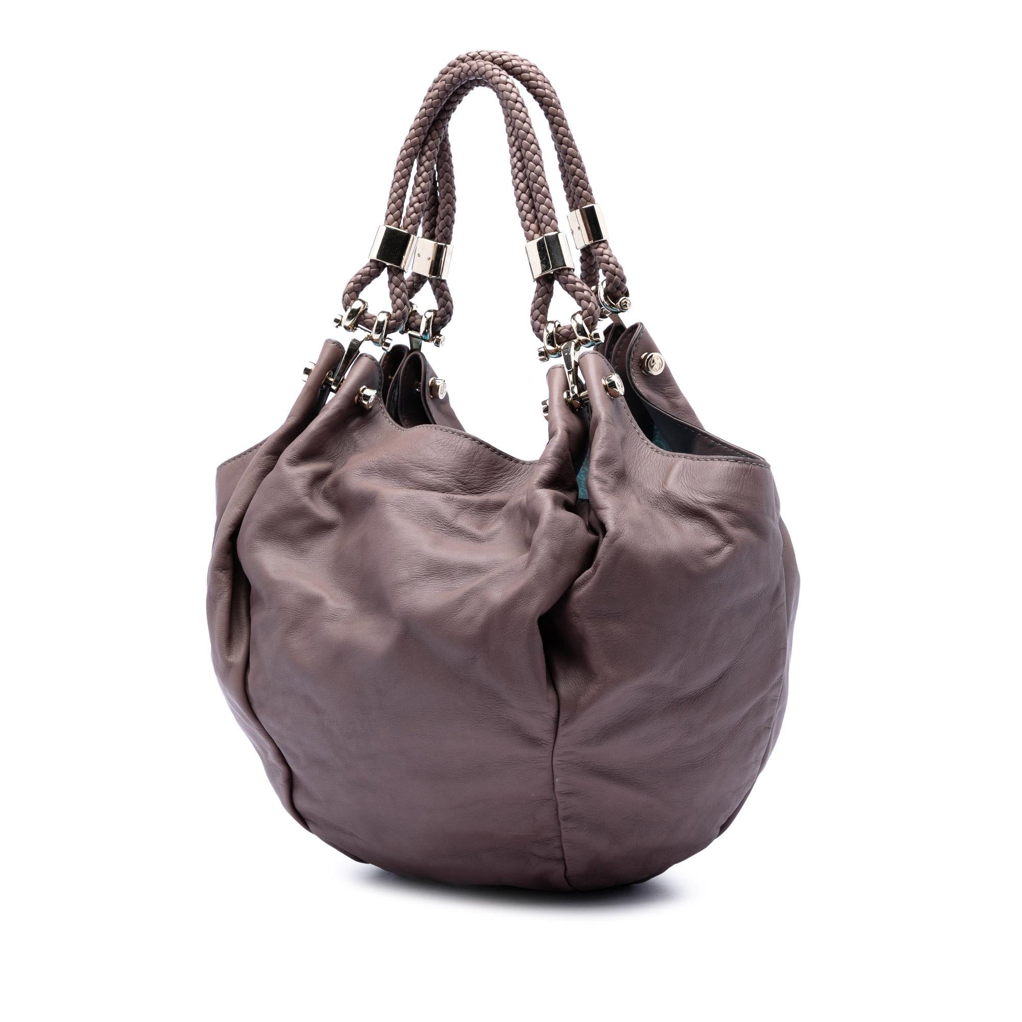 Gucci Leather Braided Handle Hobo