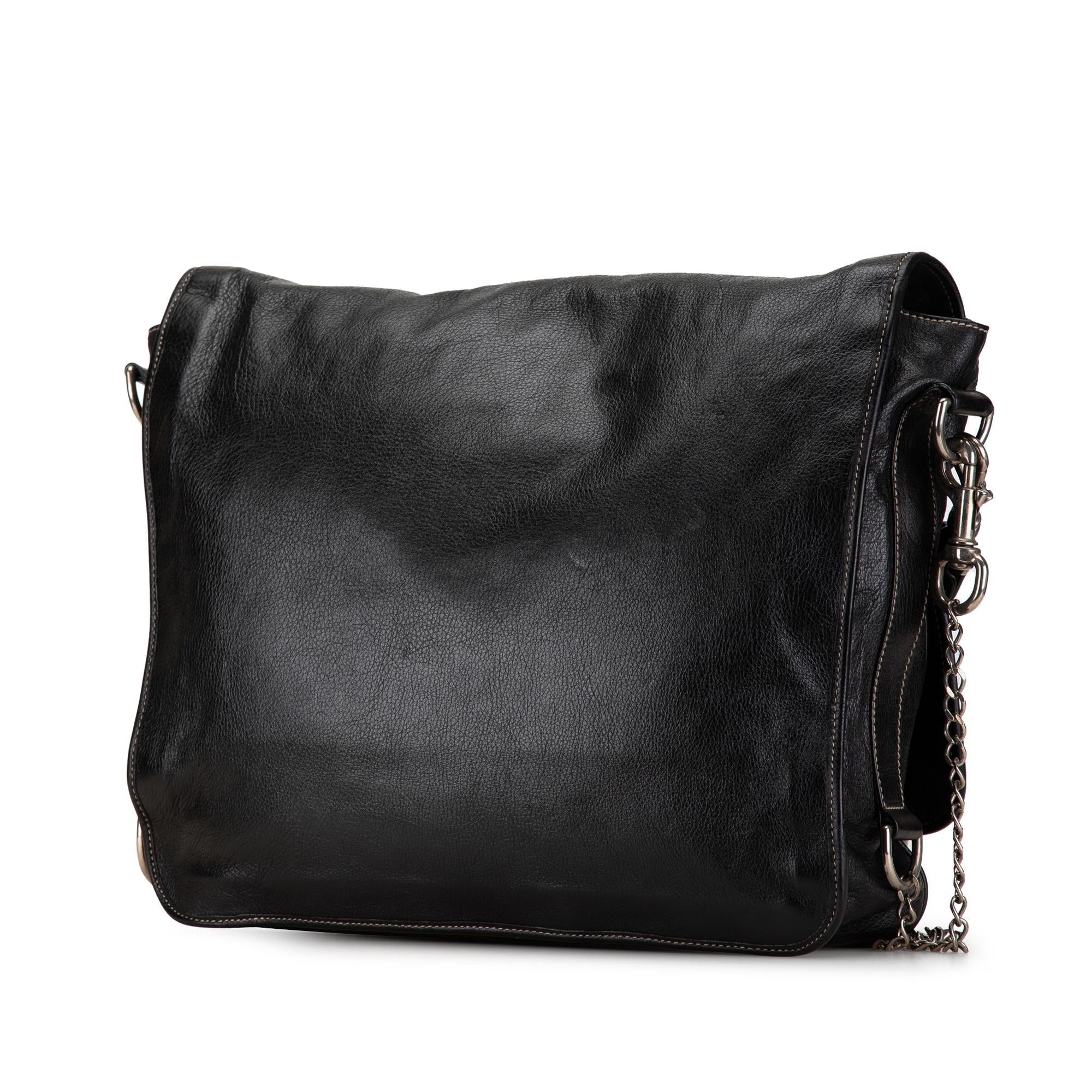 Gucci Leather Crest Chain Messenger Bag (SHG-FgBsnS)