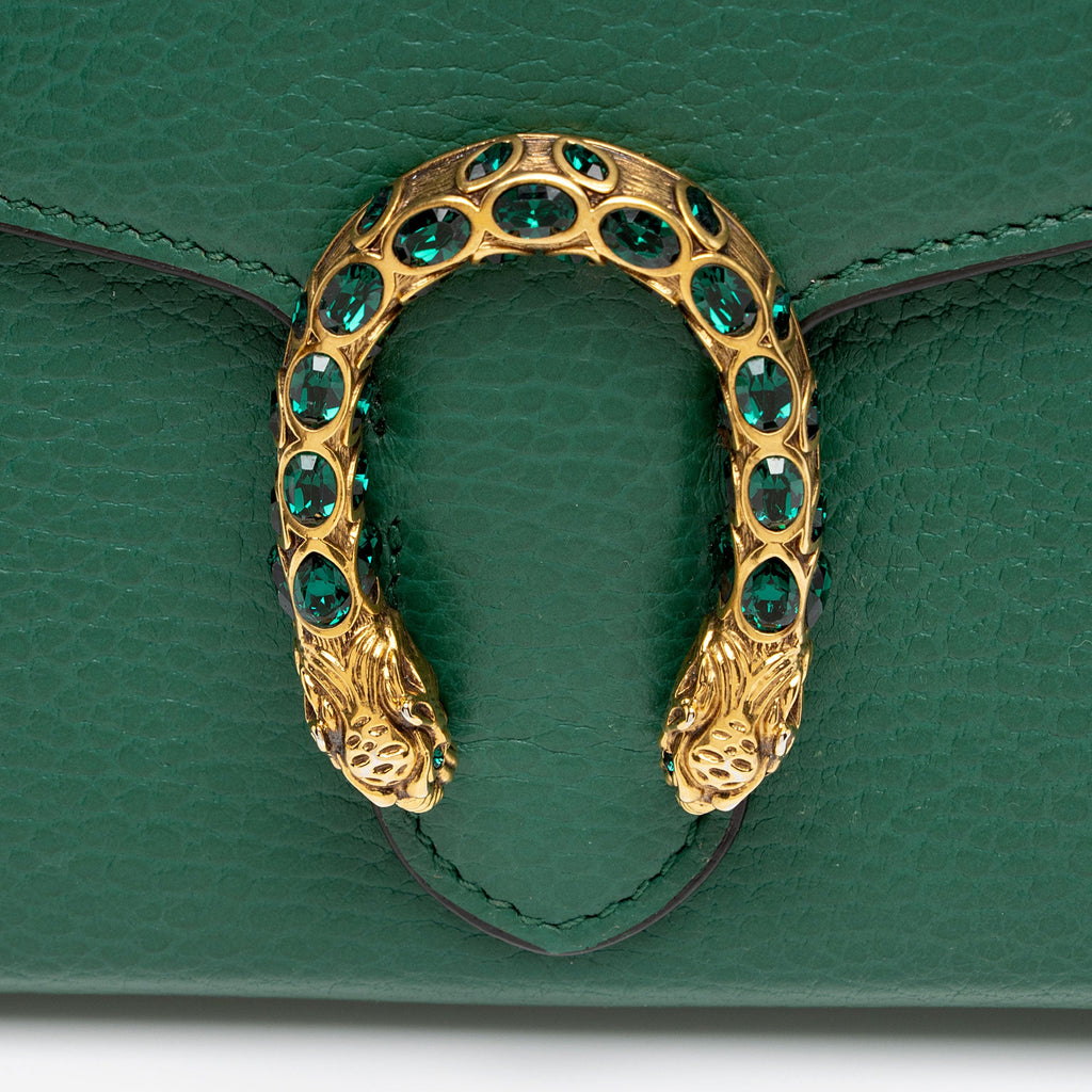 Gucci Leather Crystal Dionysus Chain Wallet (SHF-lfofdz)