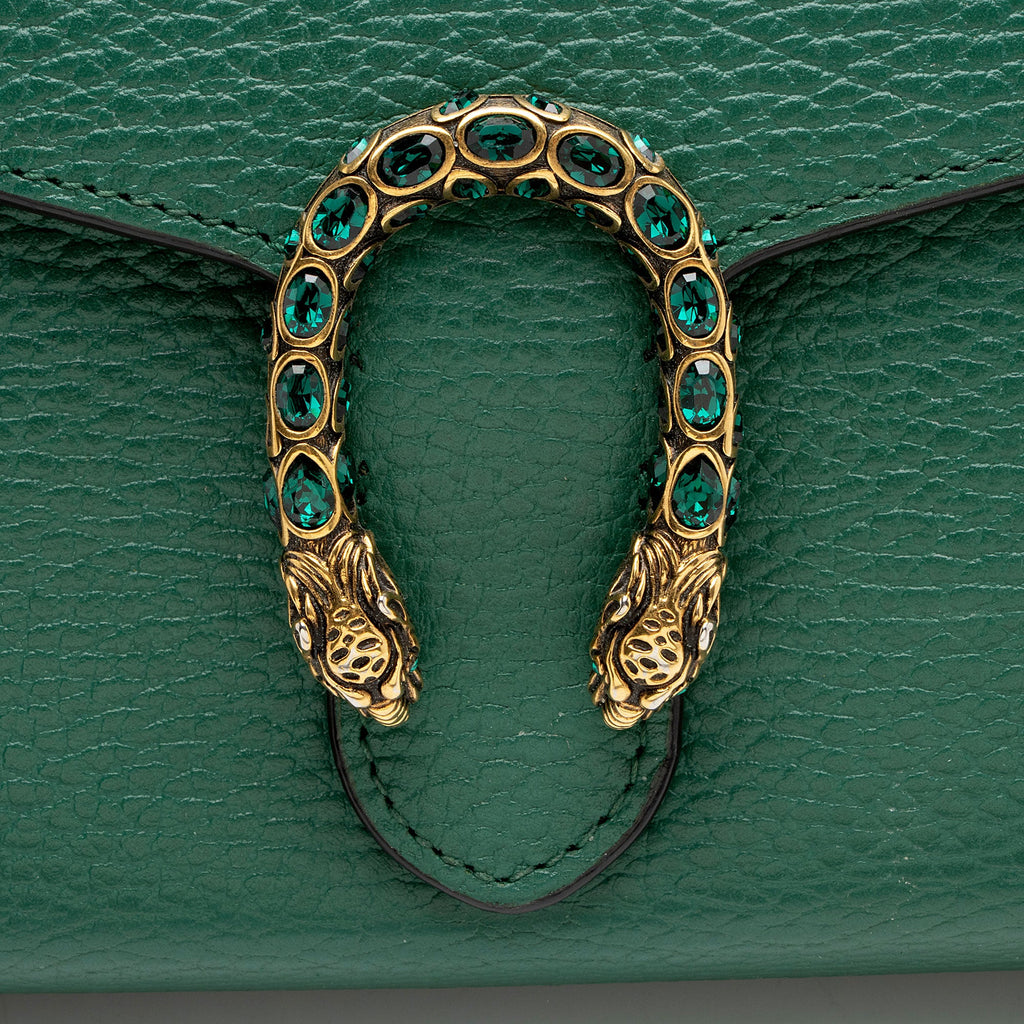 Gucci Leather Crystal Dionysus Chain Wallet
