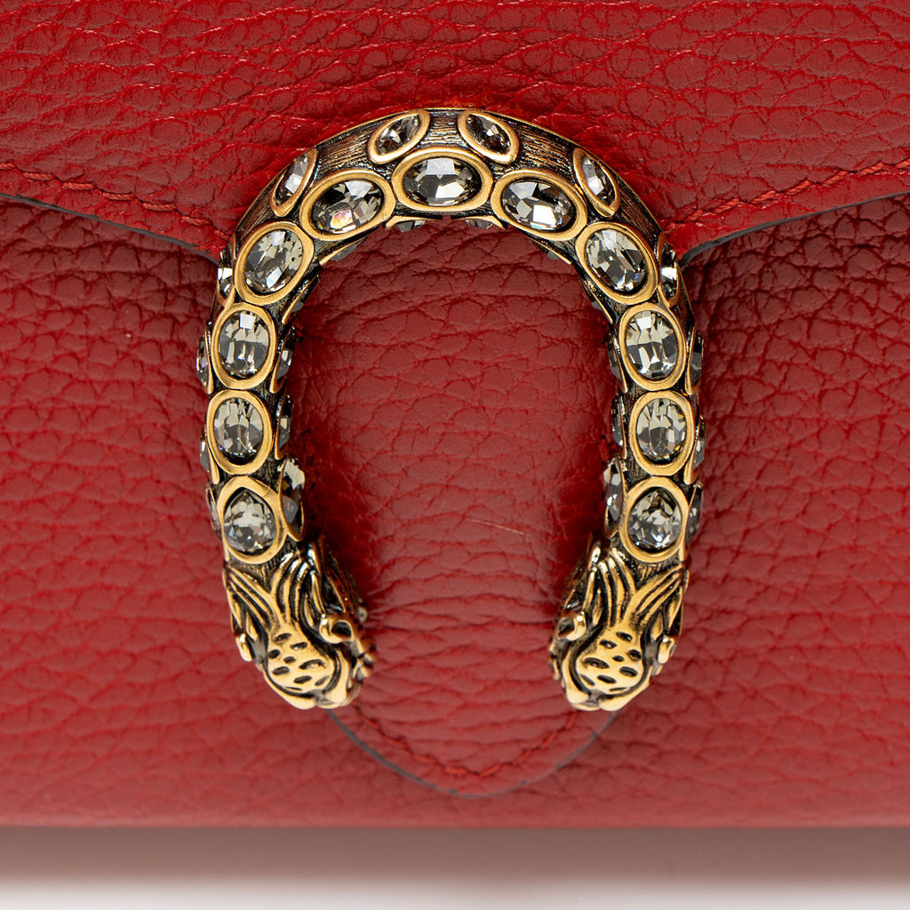 Gucci Leather Crystal Dionysus Chain Wallet