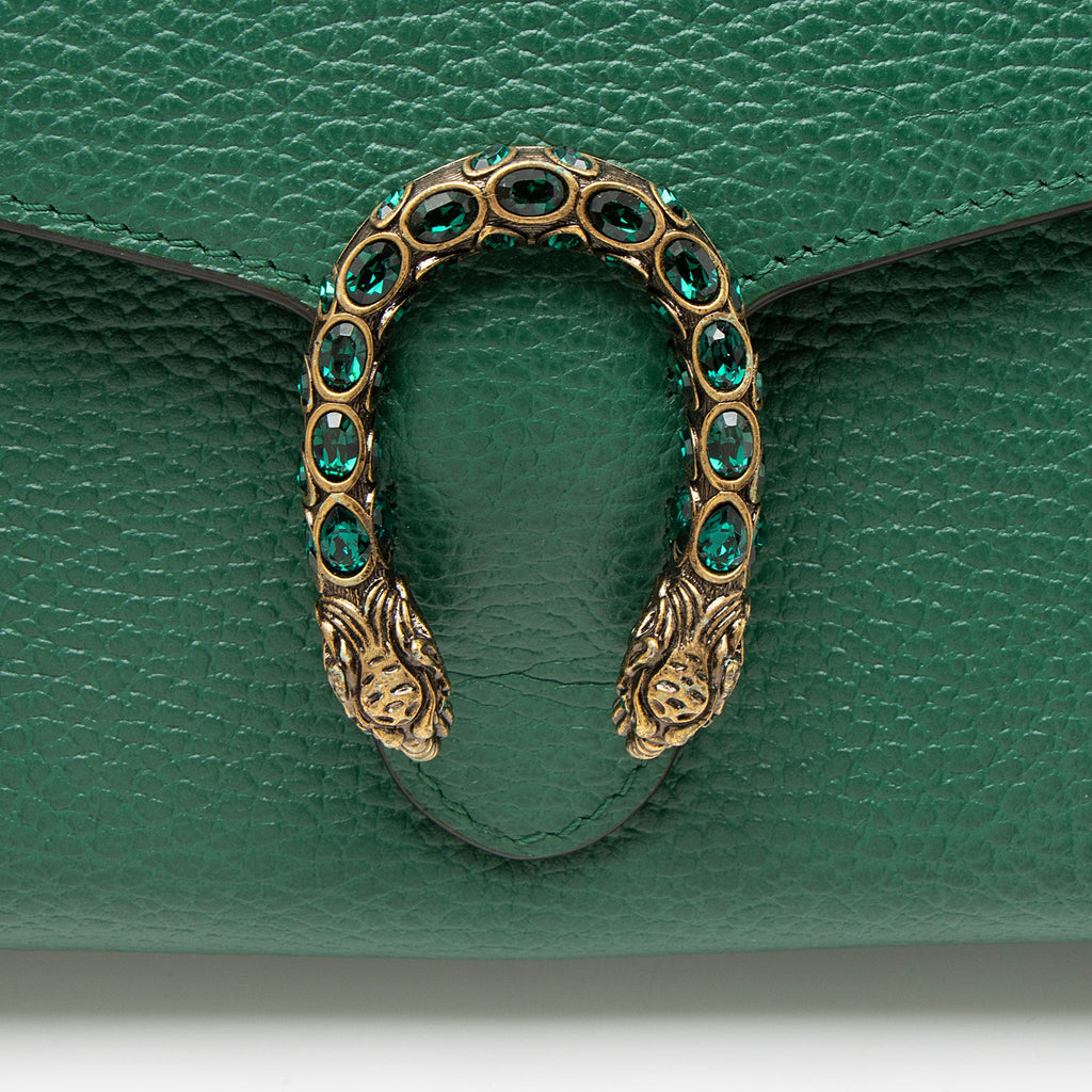 Gucci Leather Crystal Dionysus Chain Wallet