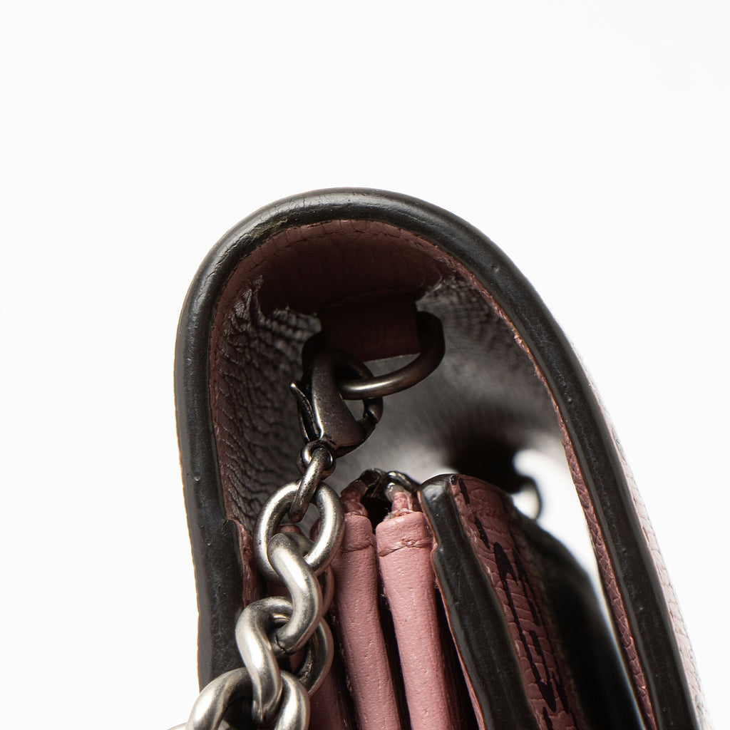 Gucci Leather Crystal Valentines Dionysus Chain Wallet