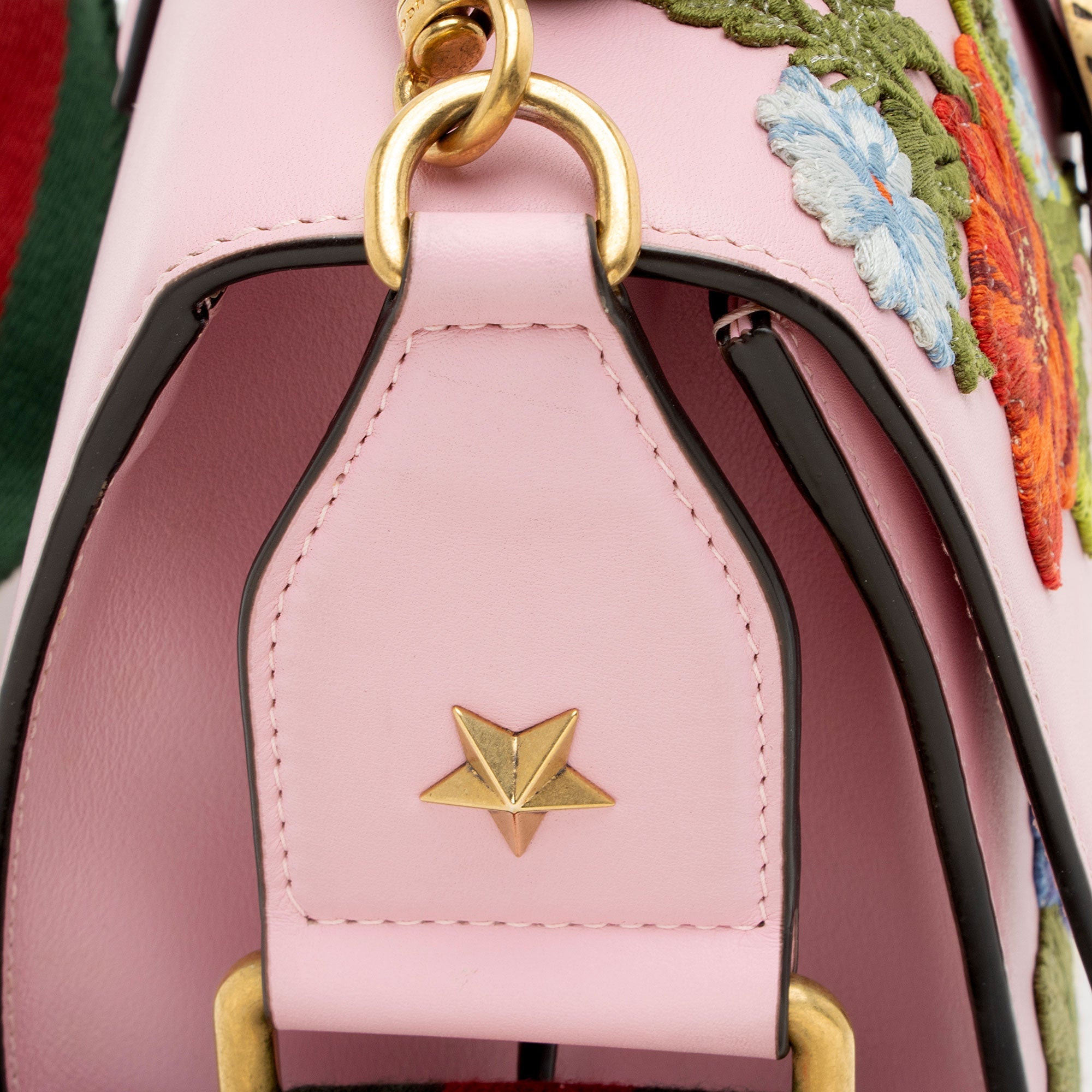 Gucci Leather Embroidered Bamboo Dionysus Medium Top Handle