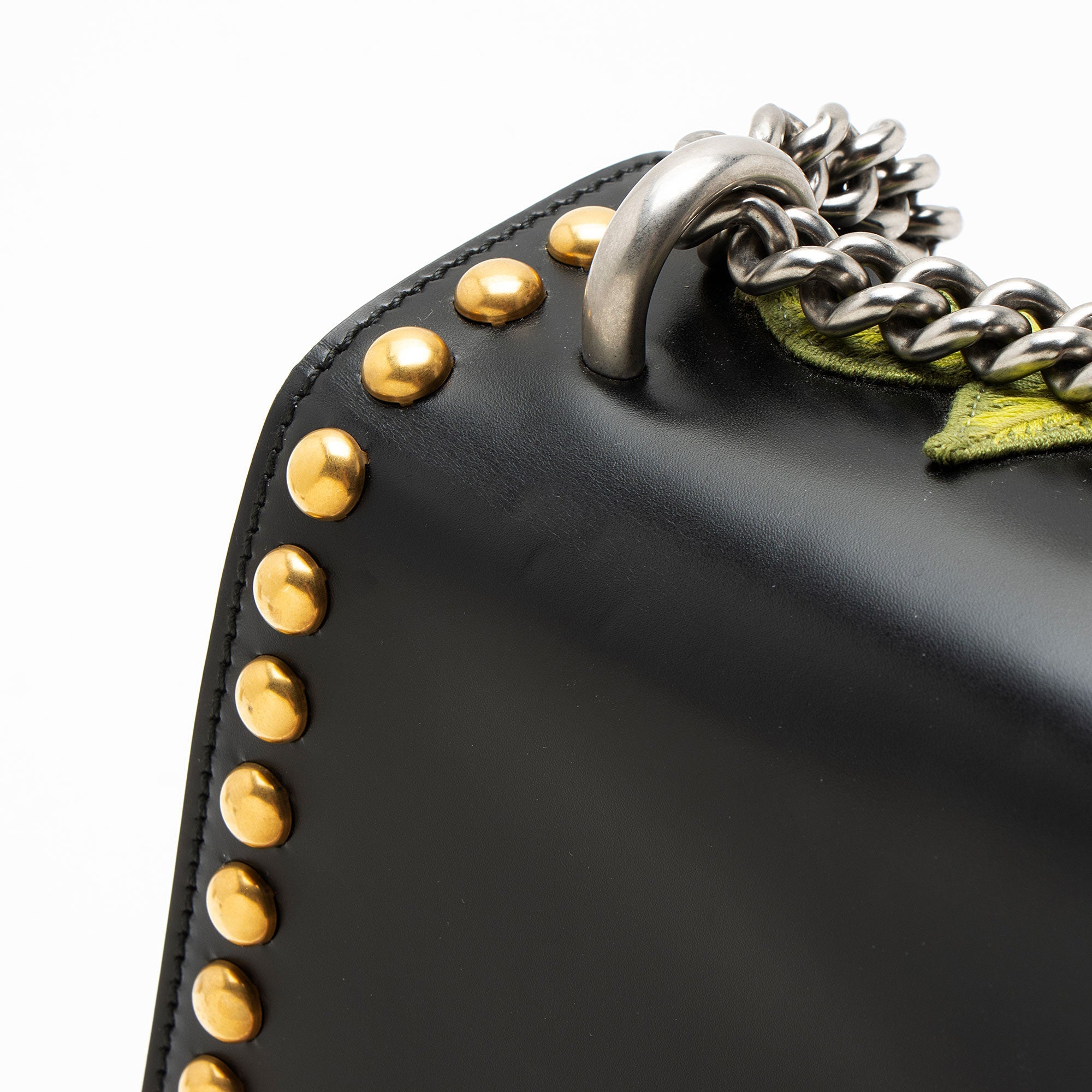 Gucci Leather Embroidered Studded Blind for Love Dionysus Small Shoulder Bag